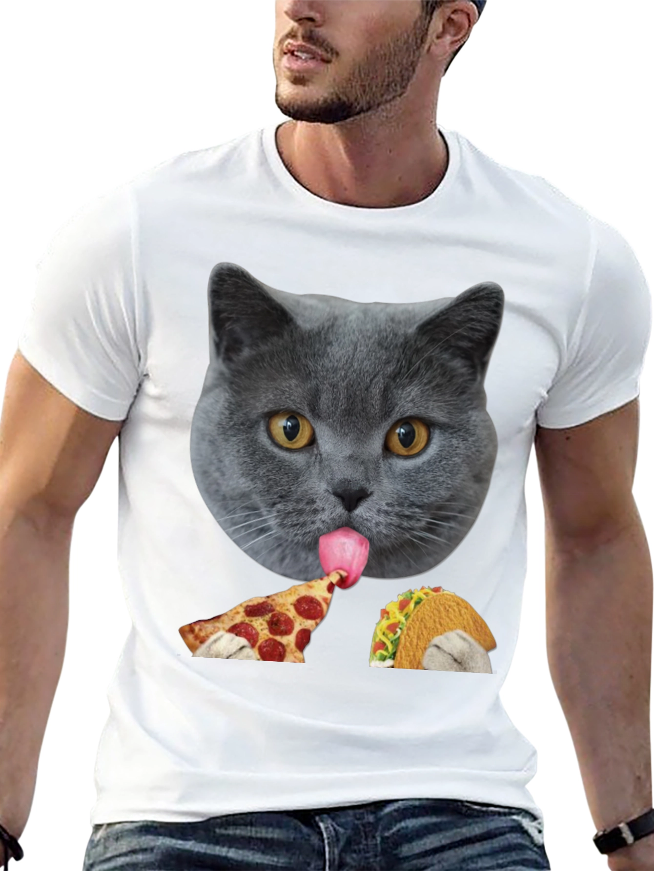 Cat Pizza & Taco Graphic Tee