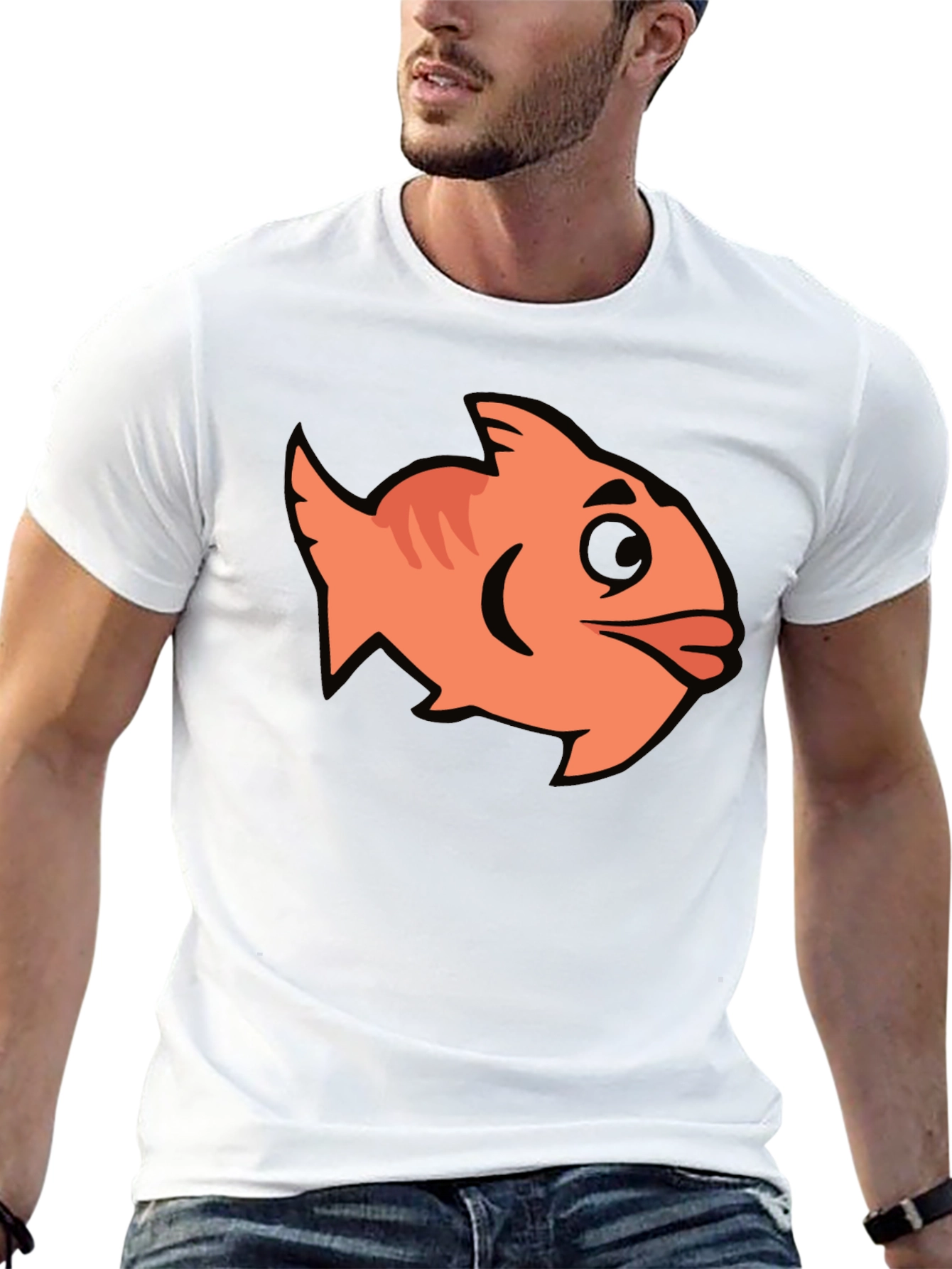 Cartoon Fish Graphic Black T-Shirt