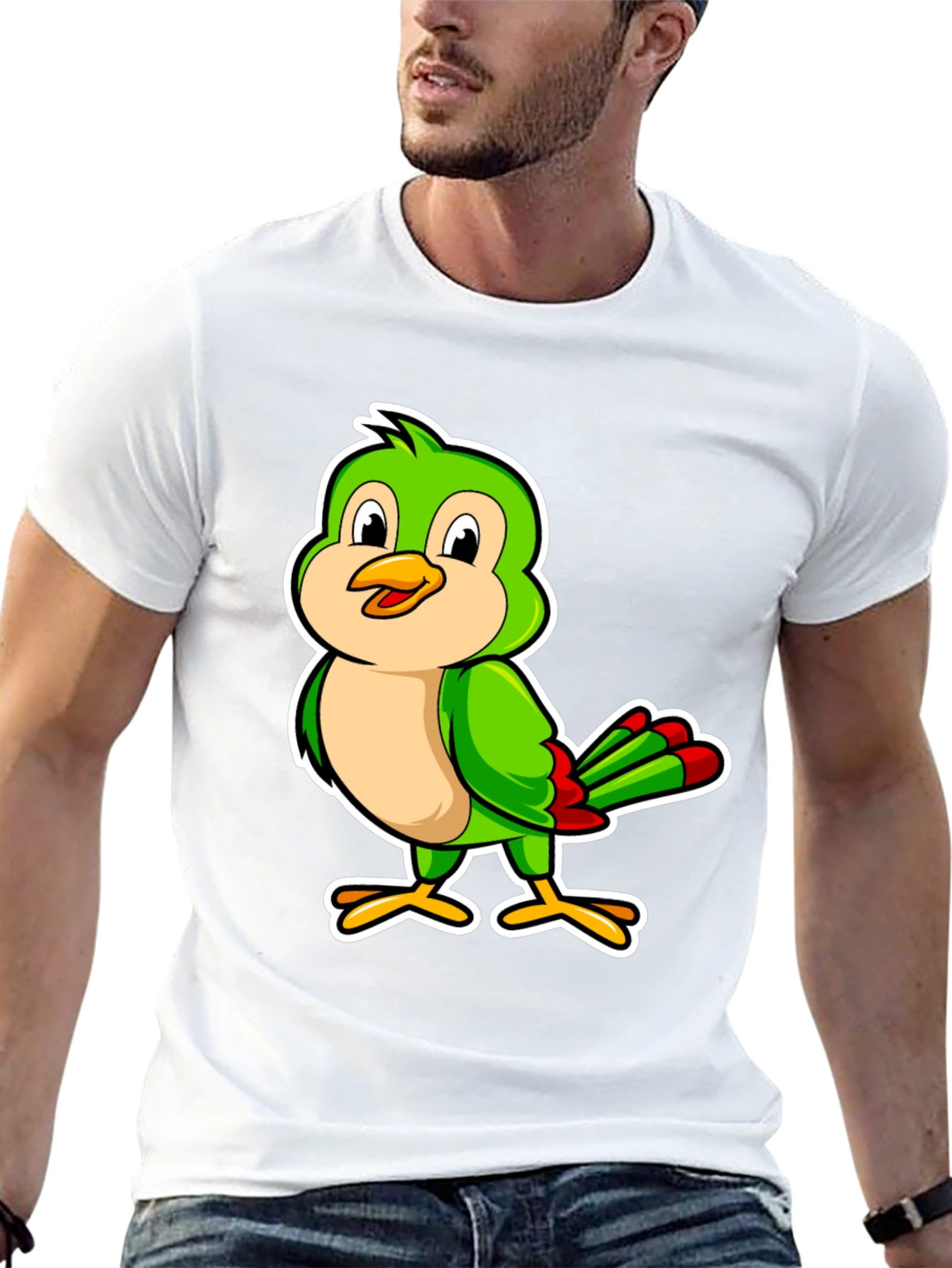 Green Bird Cartoon Graphic Tee