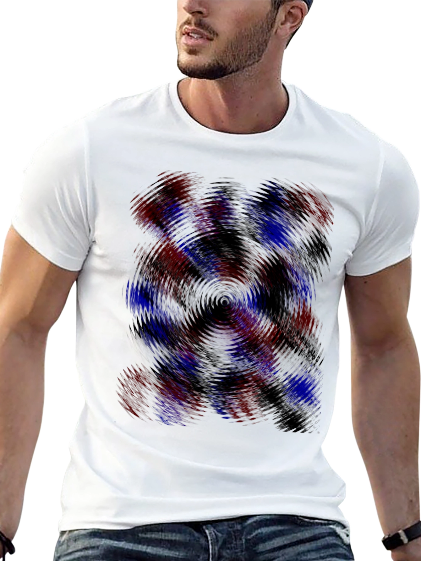 Abstract Swirl Graphic Tee - Black