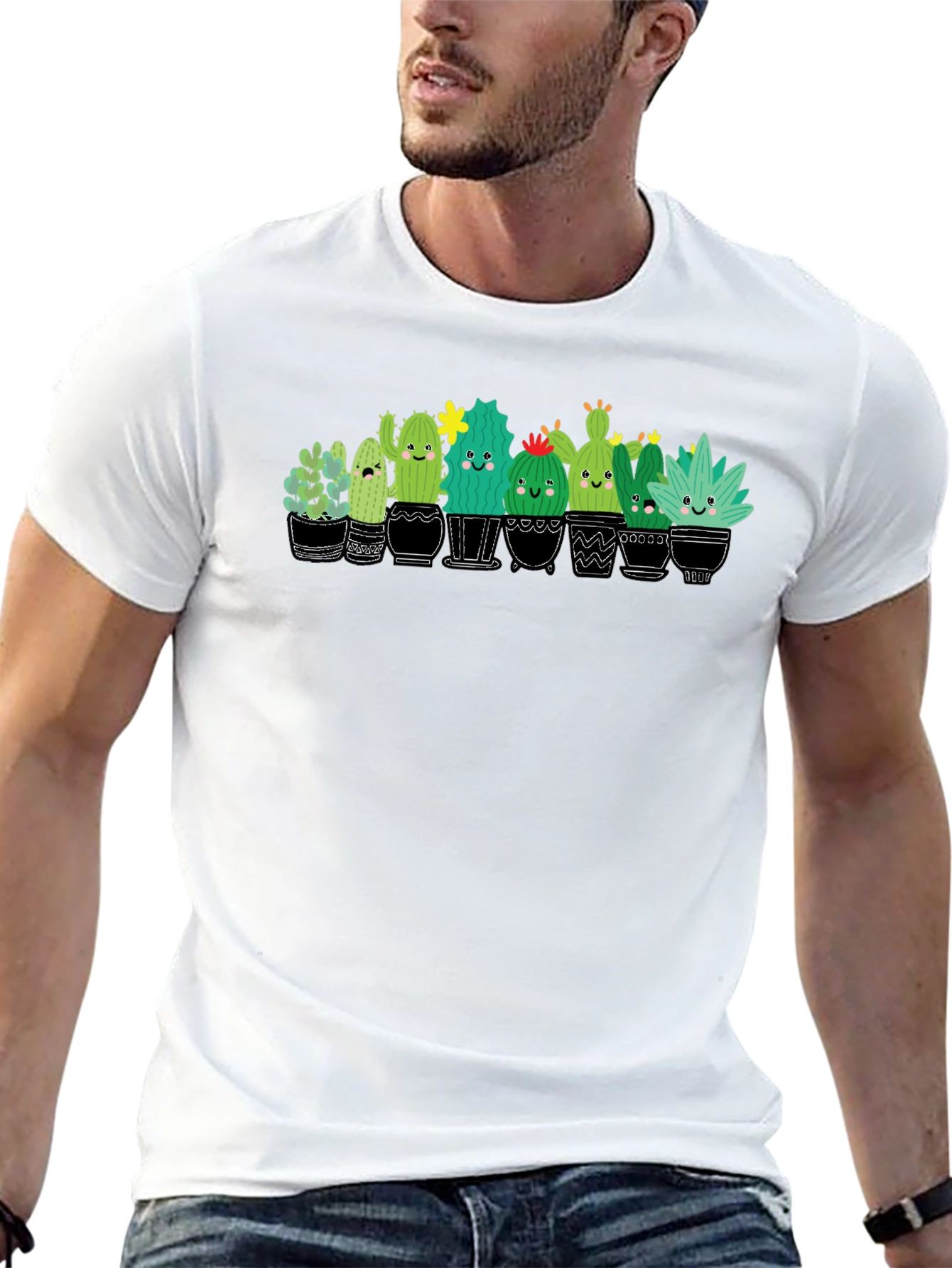 Cute Cactus Plant Graphic T-Shirt