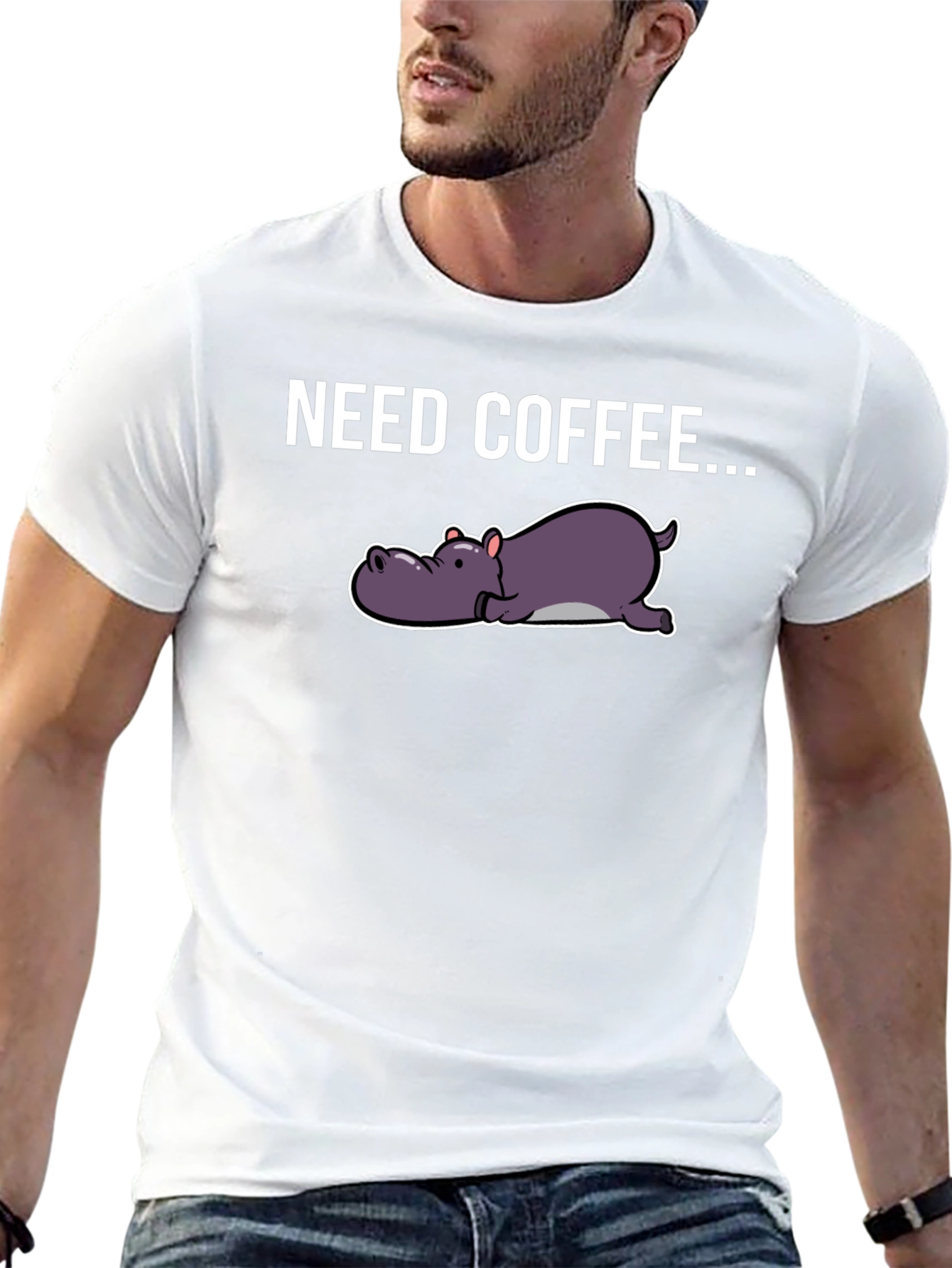 Need Coffee Hippo Graphic Tee - Black T-Shirt