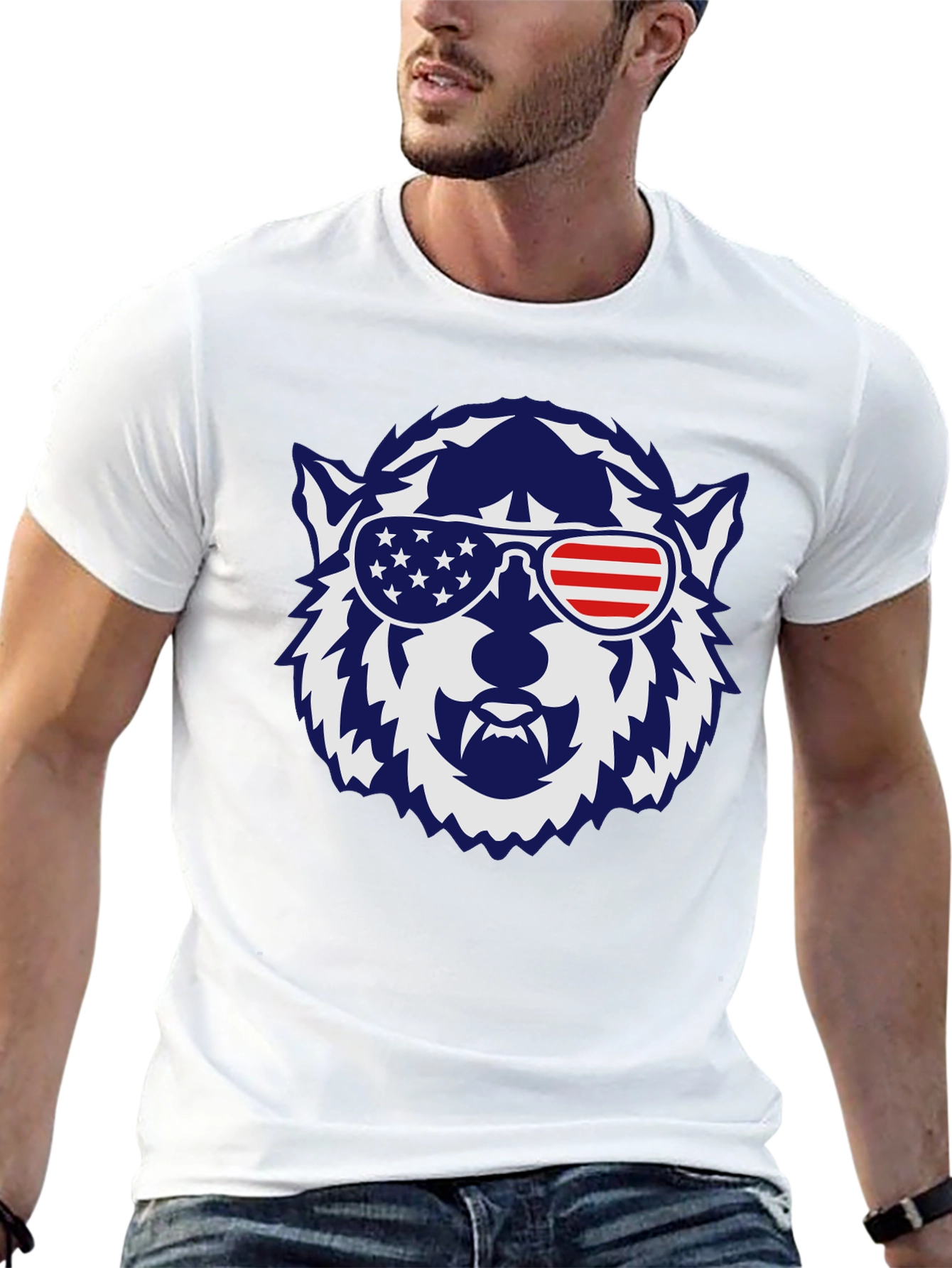 Patriotic Wolf Graphic T-Shirt