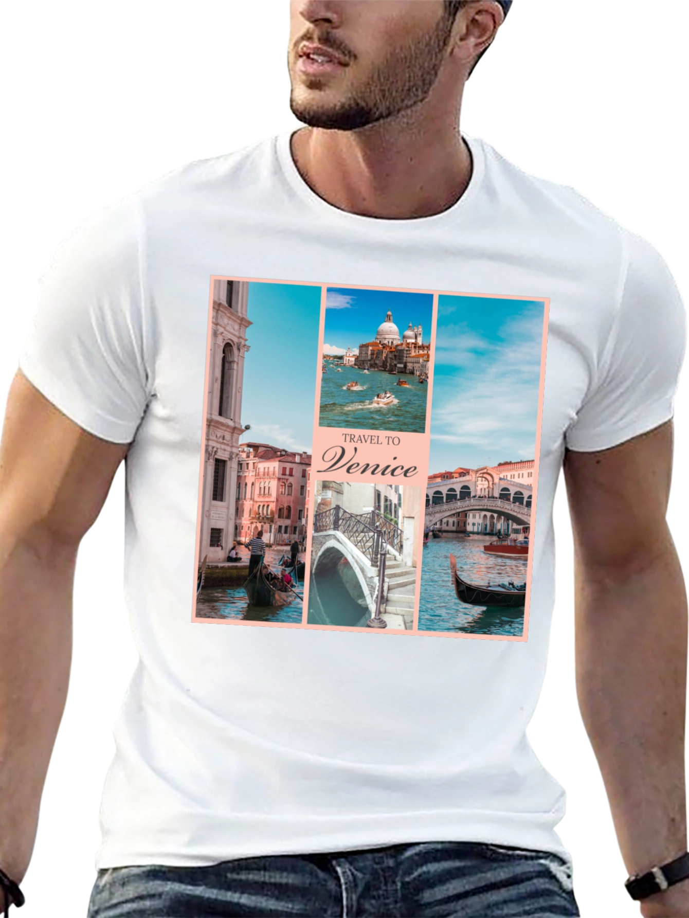 Venice Travel T-Shirt Black Graphic Tee