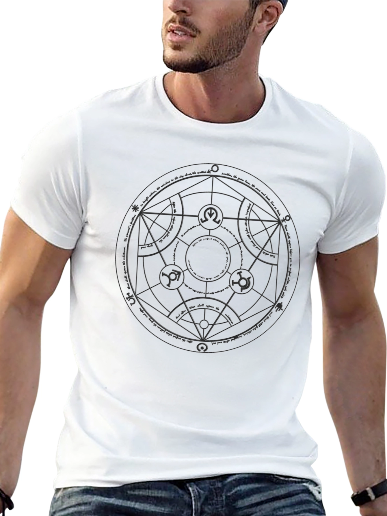 Alchemy Circle Graphic Print Black T-Shirt