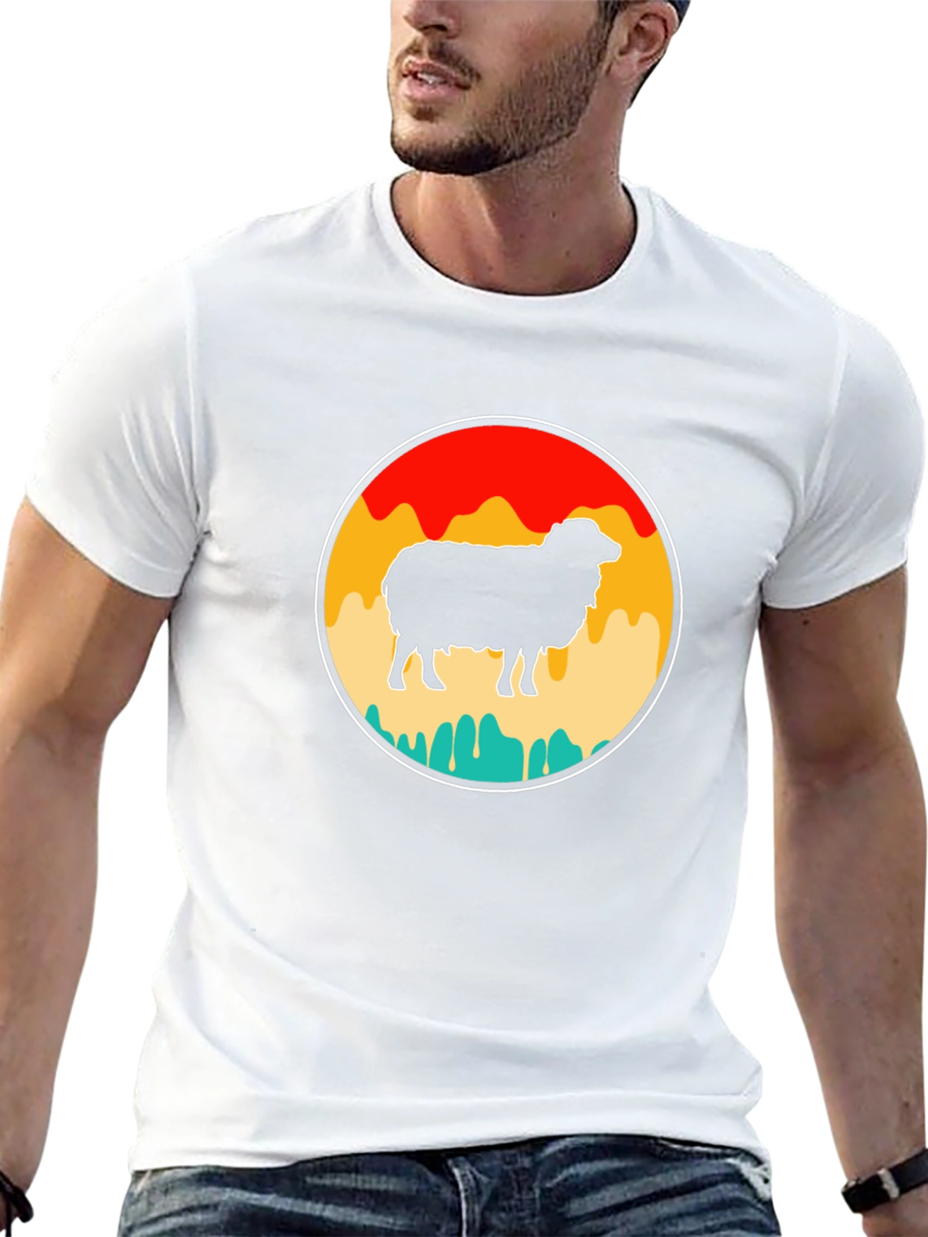 Retro Sheep T-Shirt - Black Cotton Tee