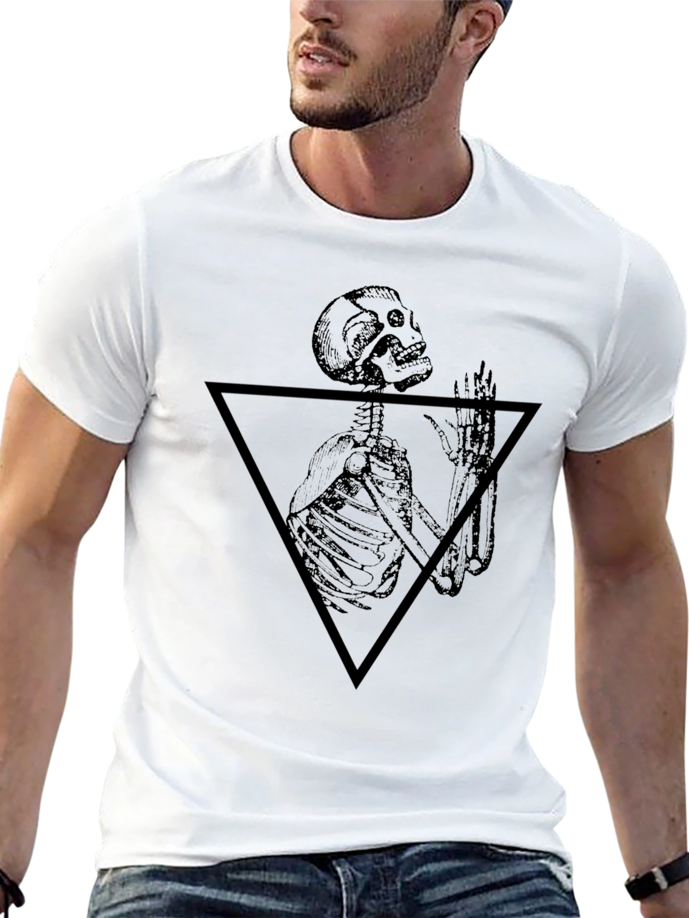 Skeleton Triangle Graphic Tee - Mens Black T-Shirt
