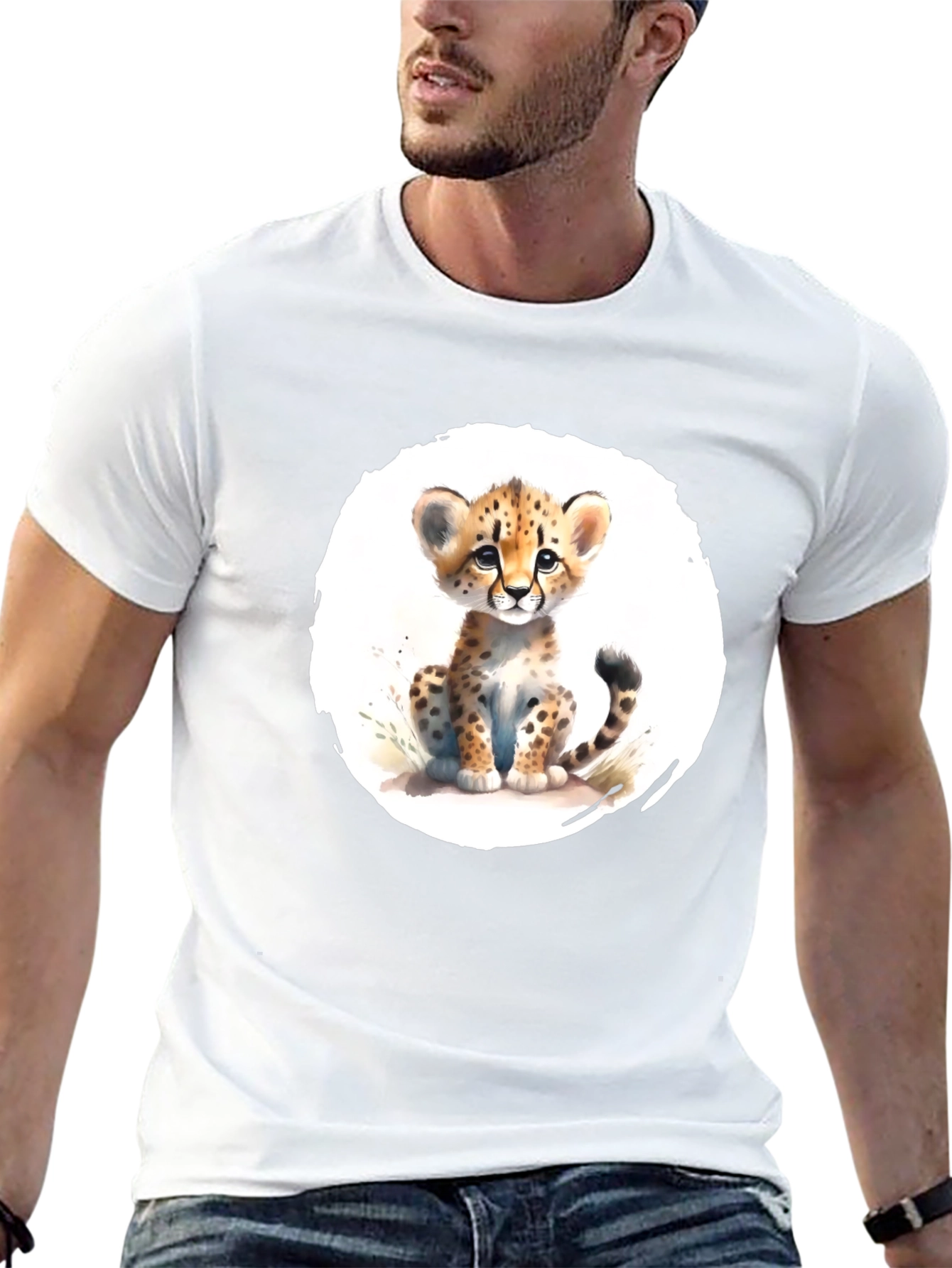 Cute Cheetah Cub T-Shirt - Soft Black Tee