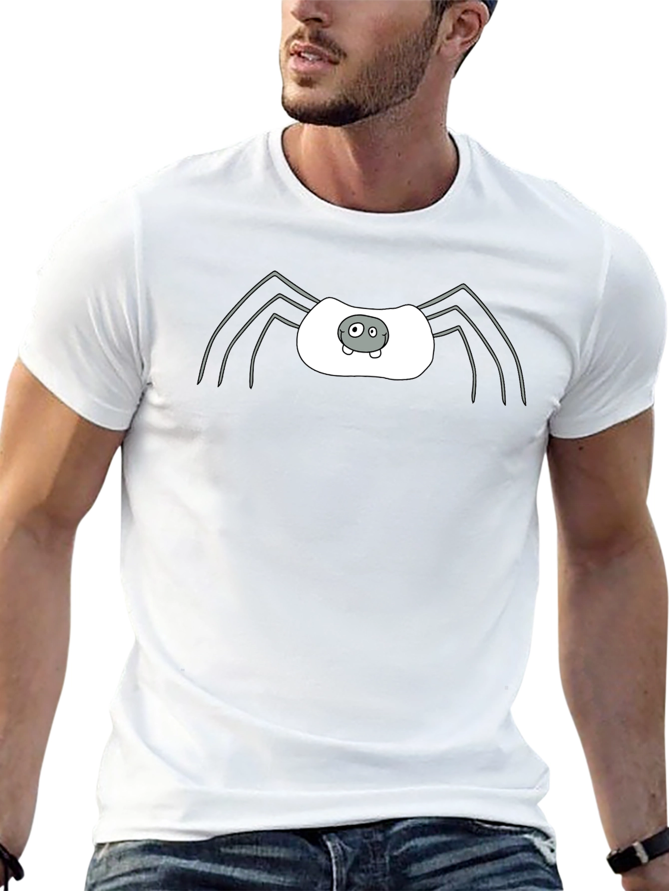 Whimsical Spider Graphic Tee - Black Cotton Blend