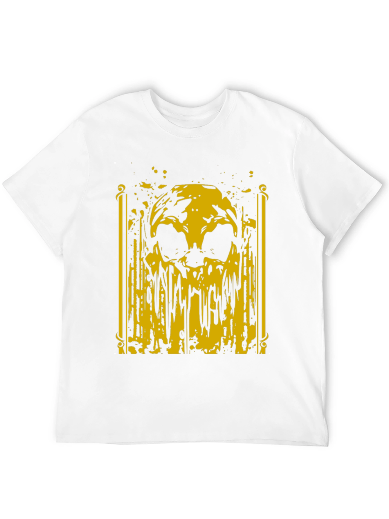 Skull Graphic T-Shirt - Bold Yellow Print on Black