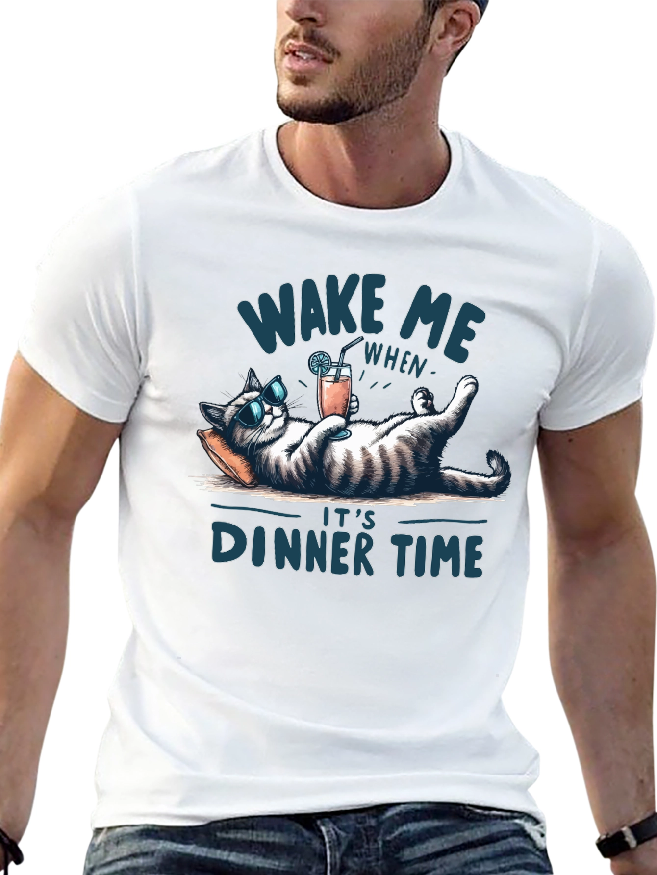 Wake Me When Its Dinner Time Cat T-Shirt