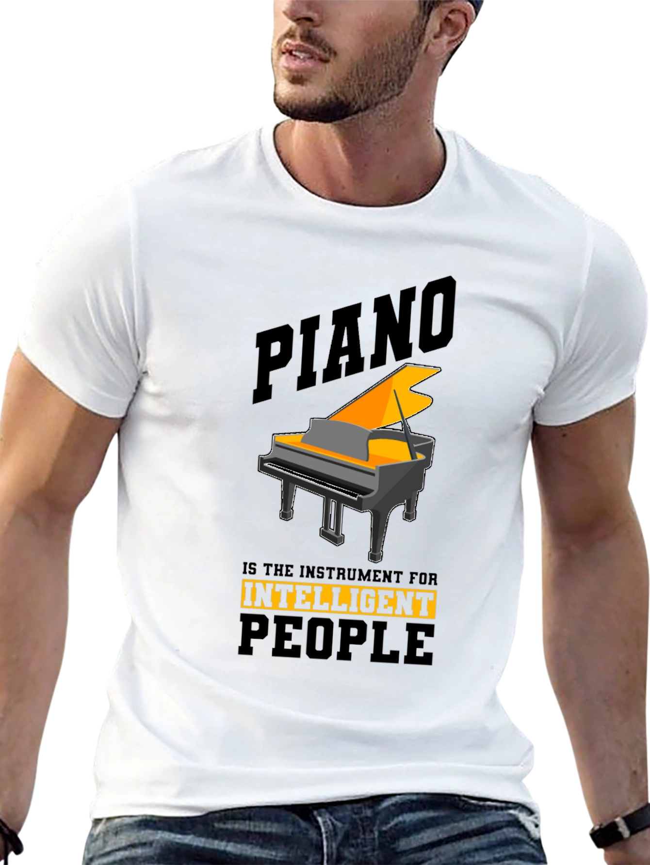 Piano Intelligent People Black T-Shirt