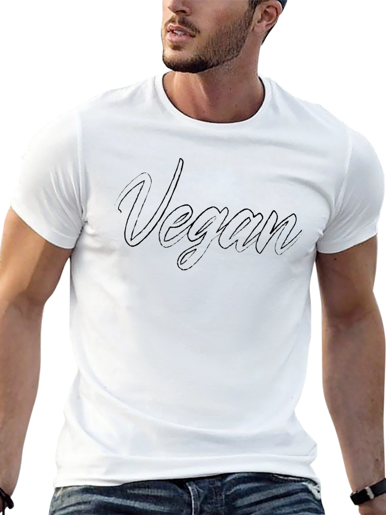 Vegan Statement T-Shirt - Black Crew Neck Tee