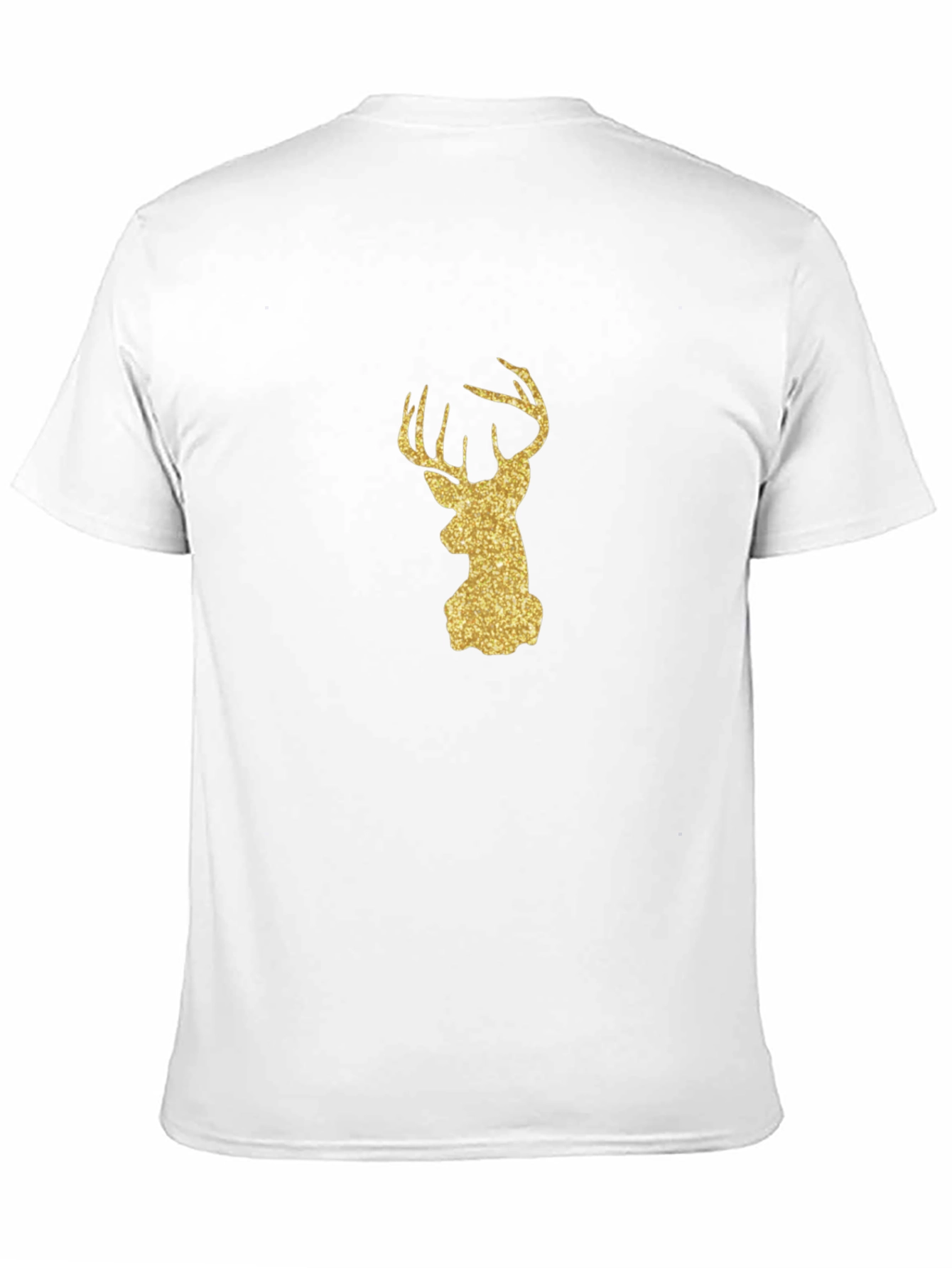 Gold Glitter Deer Head Black Tee