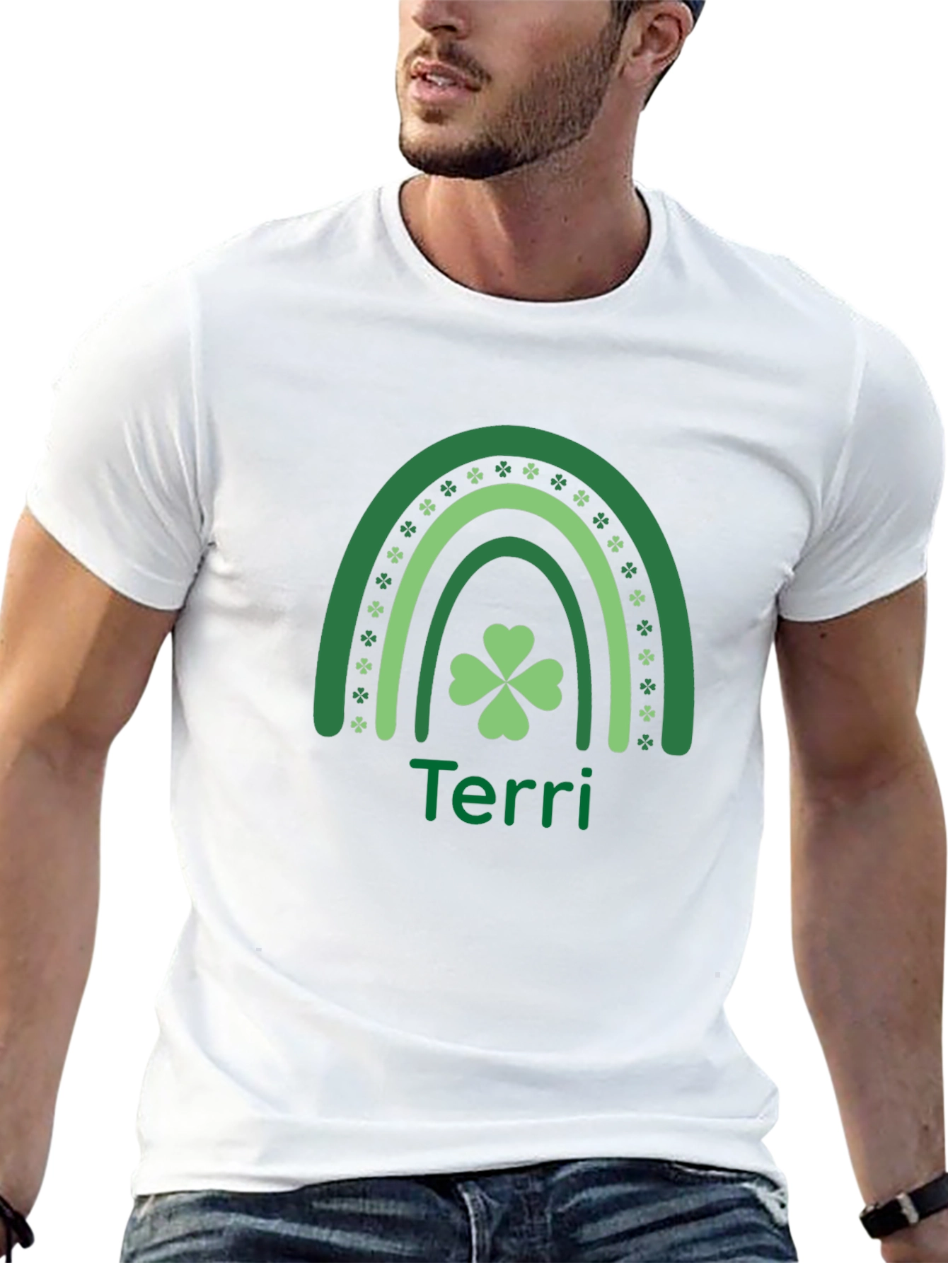 St. Patricks Day Terri Rainbow Clover T-Shirt
