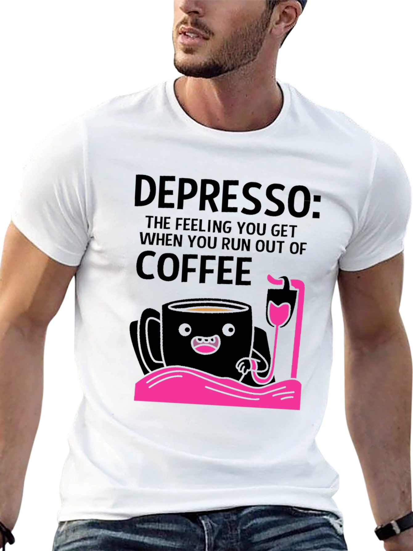 Depresso Coffee Lover Graphic T-Shirt - Black