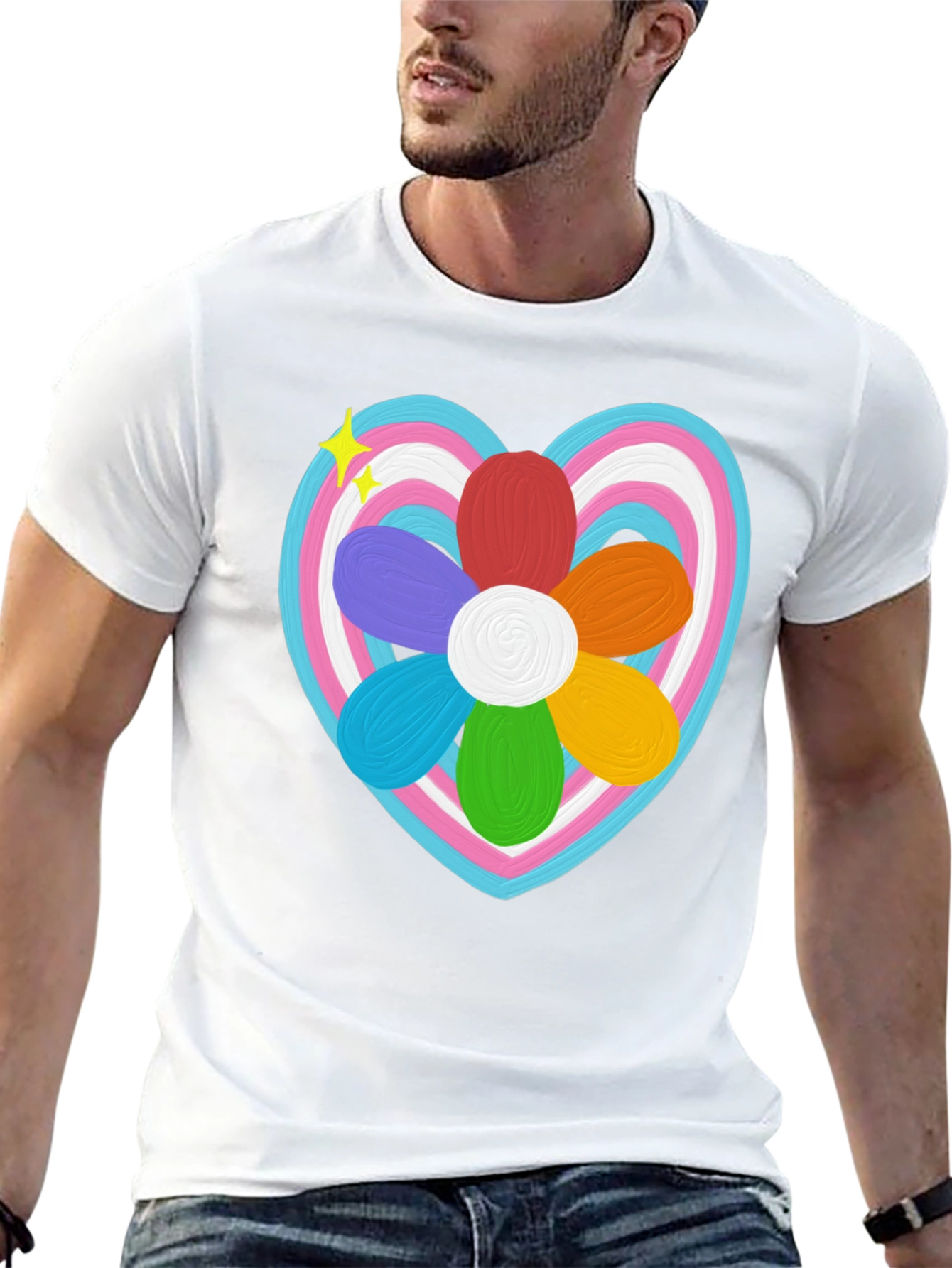 Trans Pride Heart Flower T-Shirt - LGBTQ+ Support