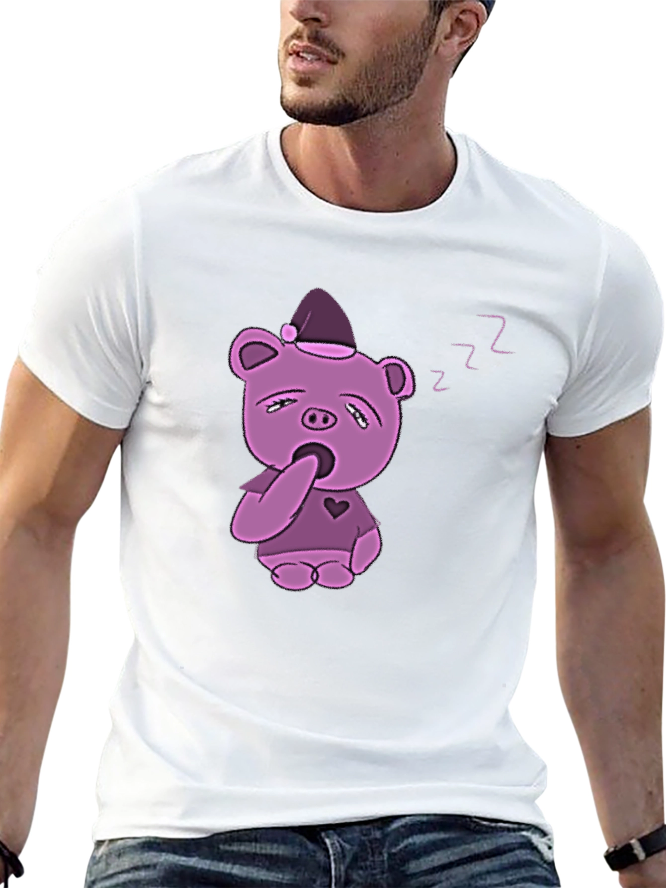 Sleepy Piggy T-Shirt - Black Cotton Blend