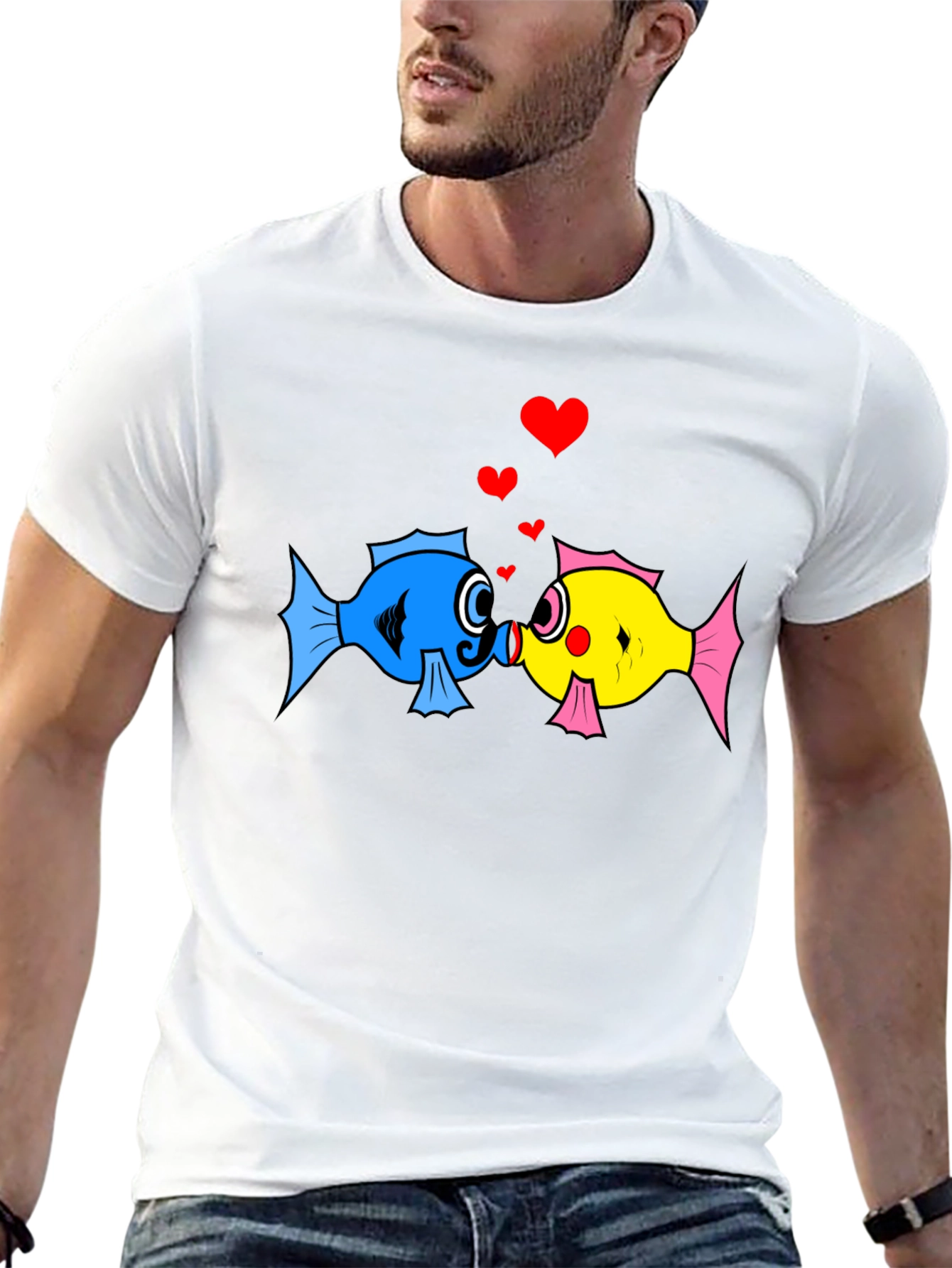 Fish Love T-Shirt: Cute Cartoon Kissing Fish Design