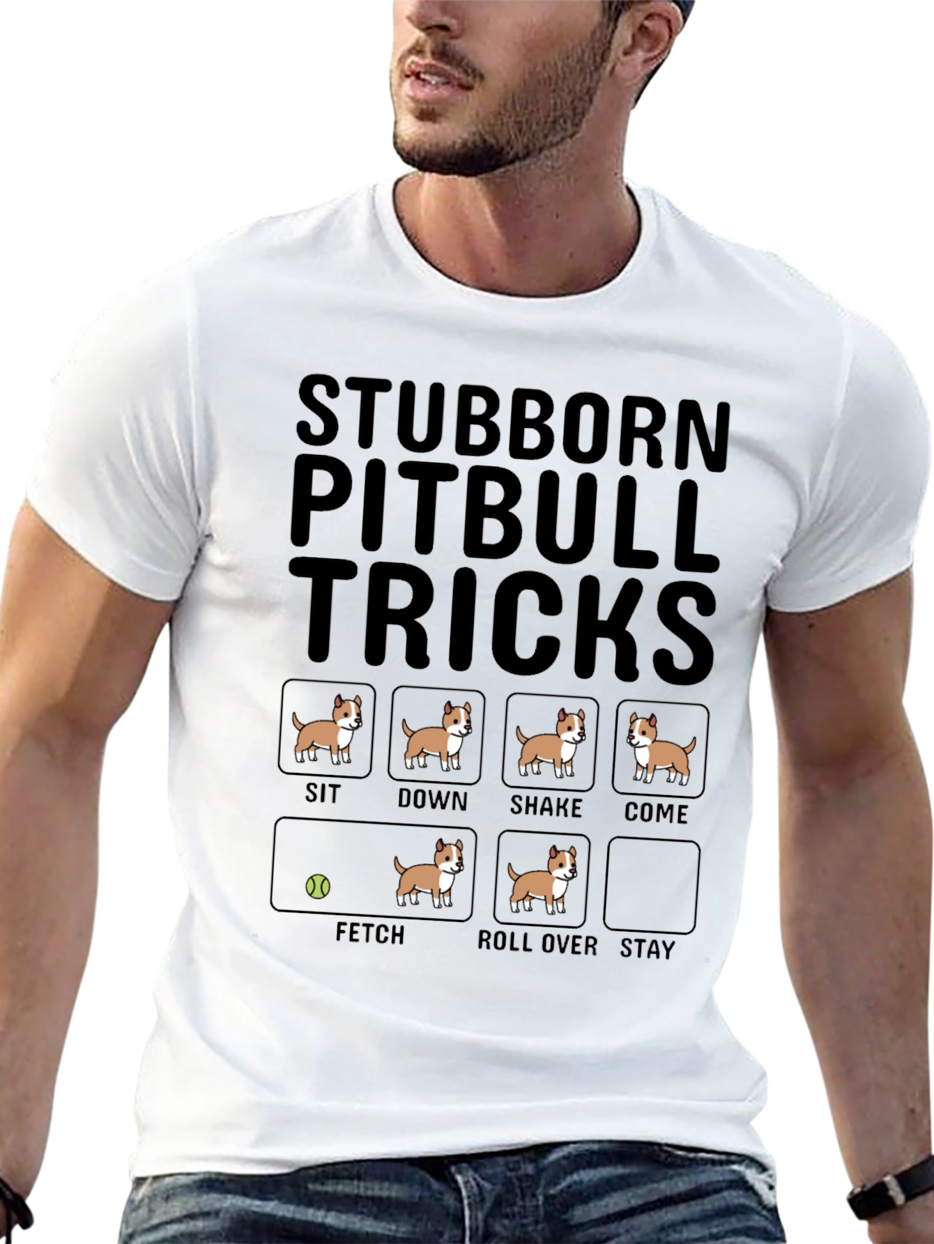 Stubborn Pitbull Tricks T-Shirt Funny Dog Tee