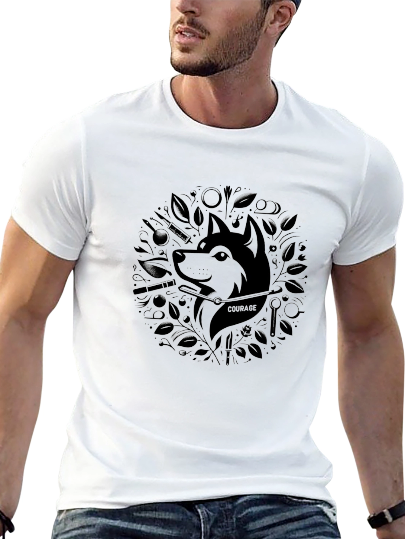 Courage Dog Graphic Tee - Black