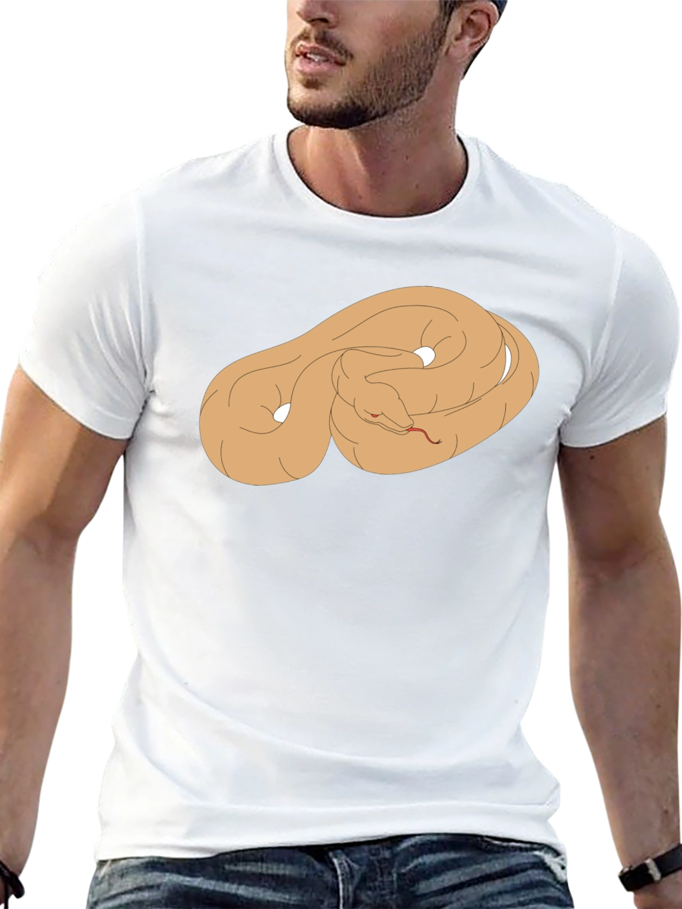 Black T-Shirt with Coiled Snake Graphic