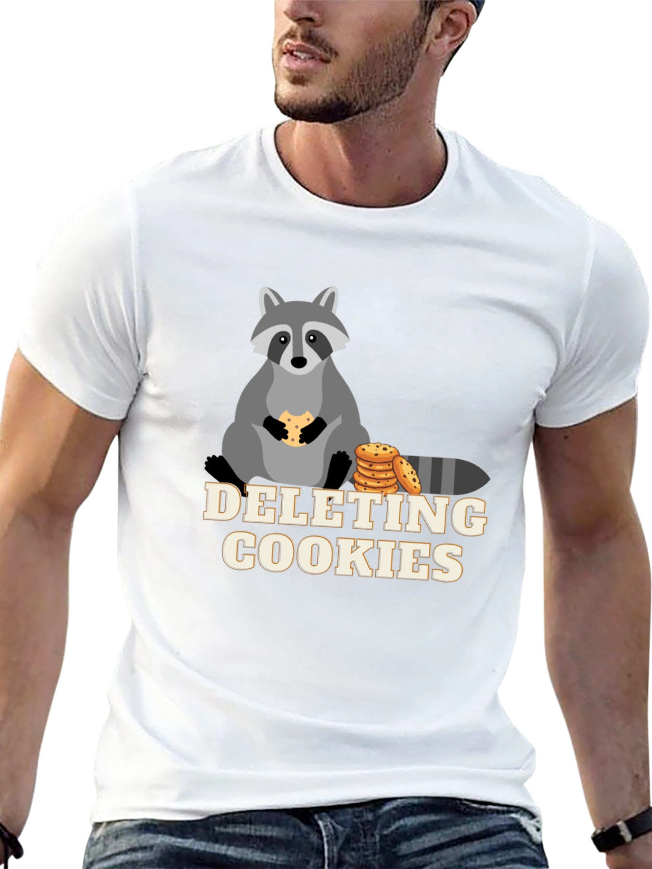 Funny Deleting Cookies Raccoon Graphic Tee