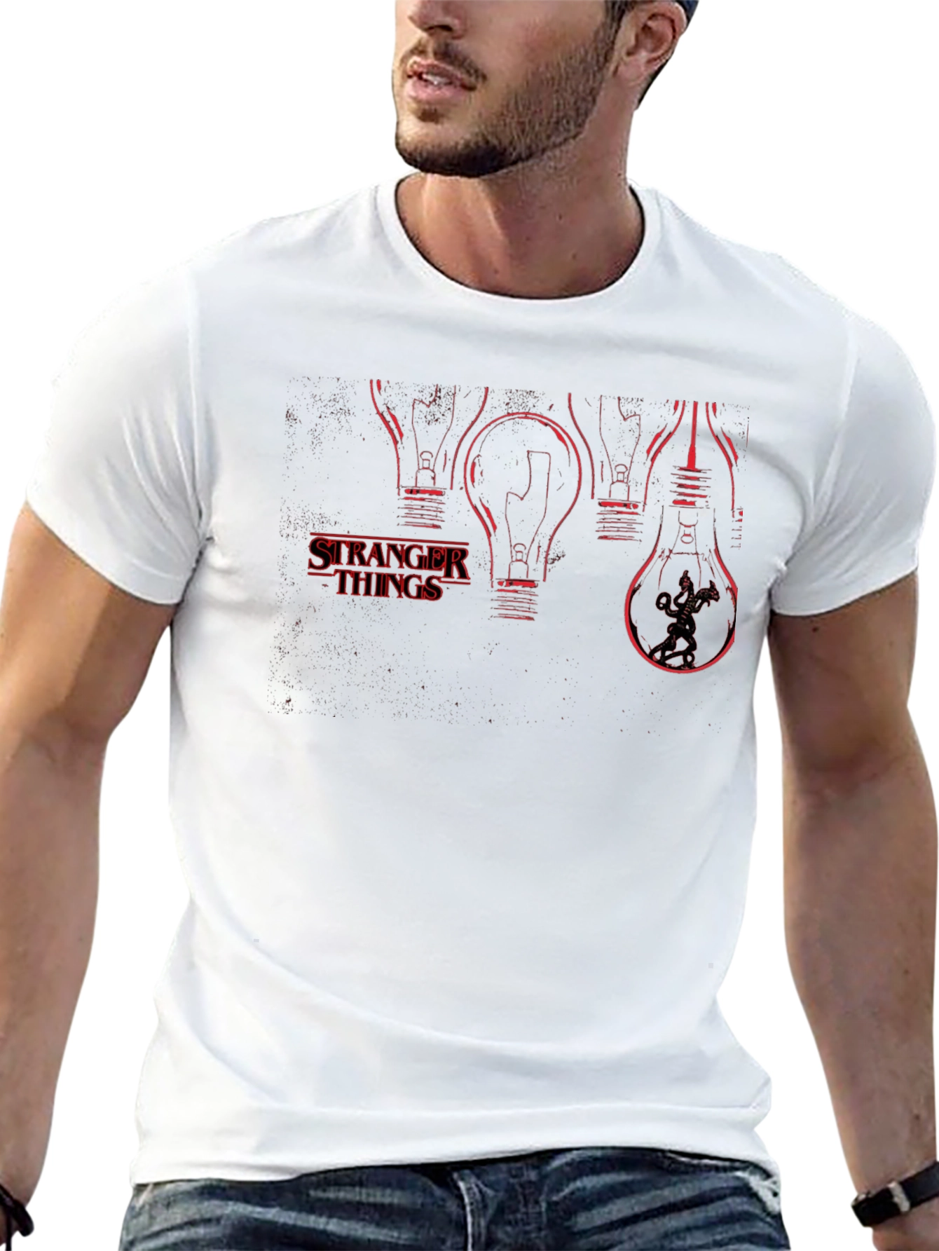 Stranger Things Light Bulb T-Shirt - Black