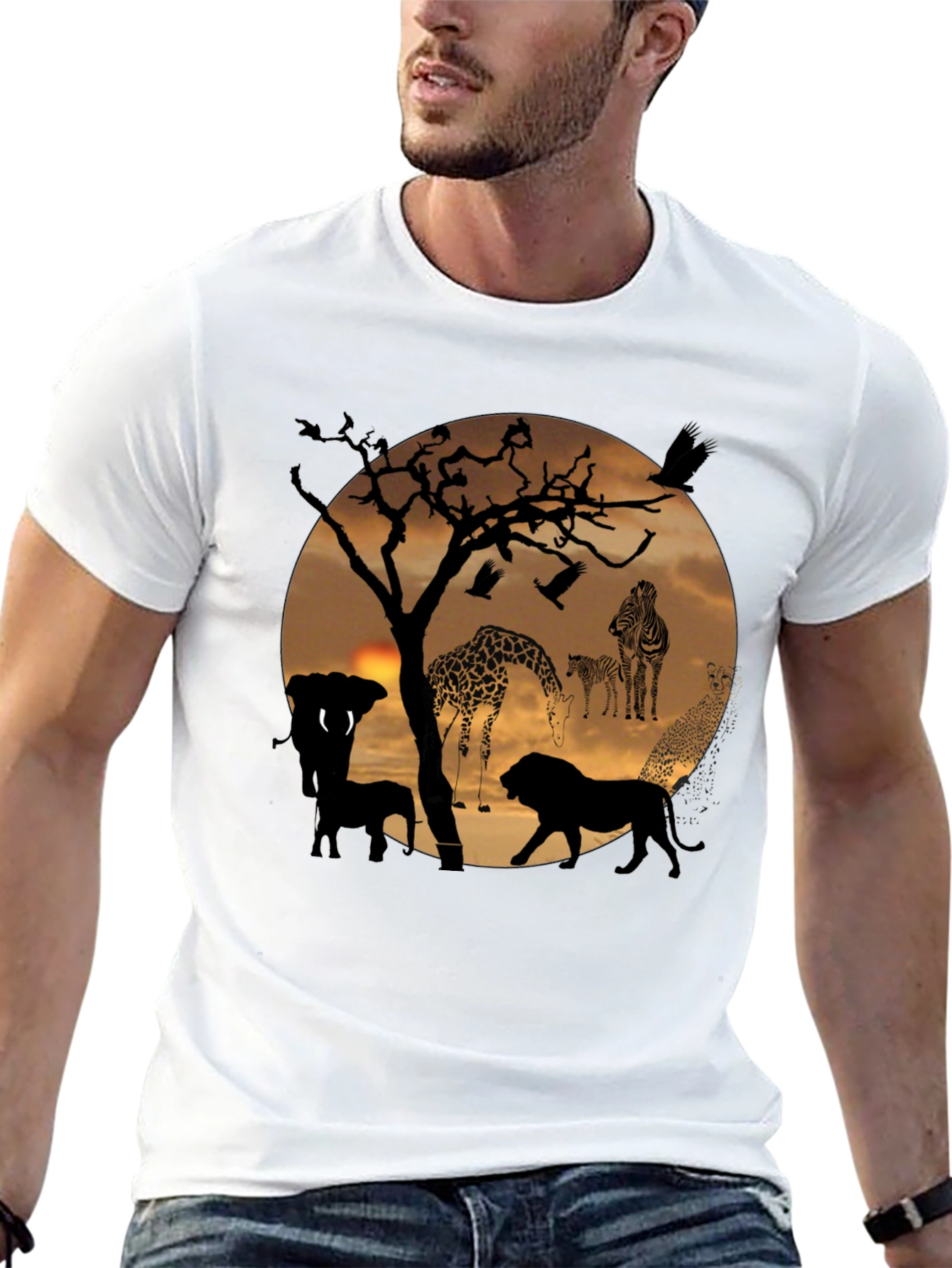 African Sunset Wildlife Graphic T-Shirt