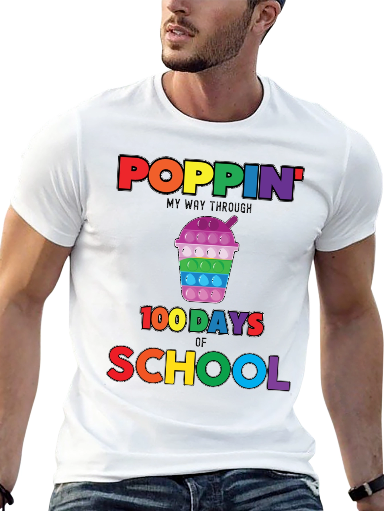 Poppin 100 Days of School Rainbow T-Shirt