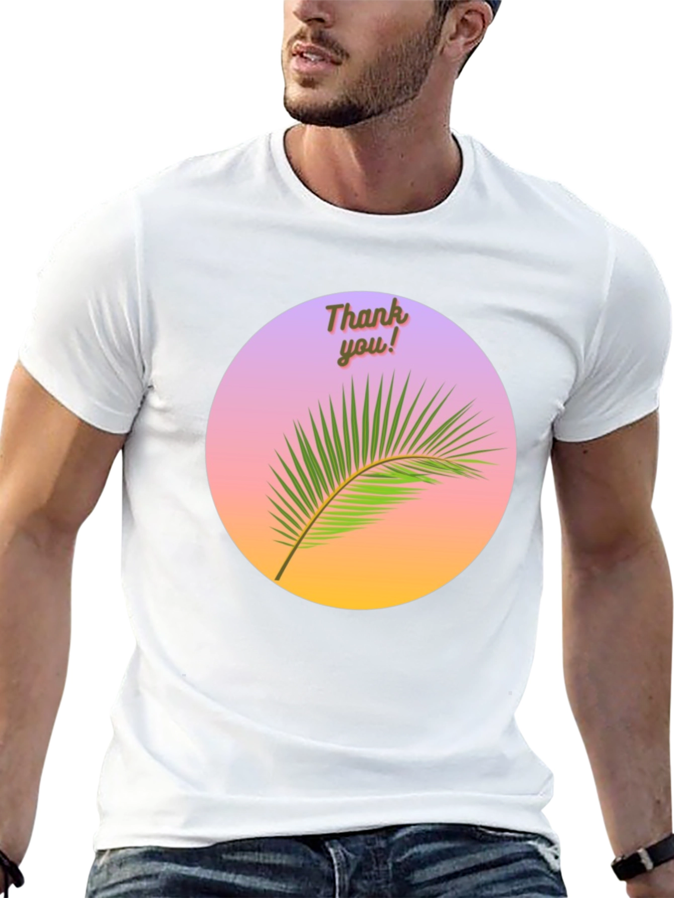 Thank You Palm Graphic Tee - Black Cotton T-Shirt