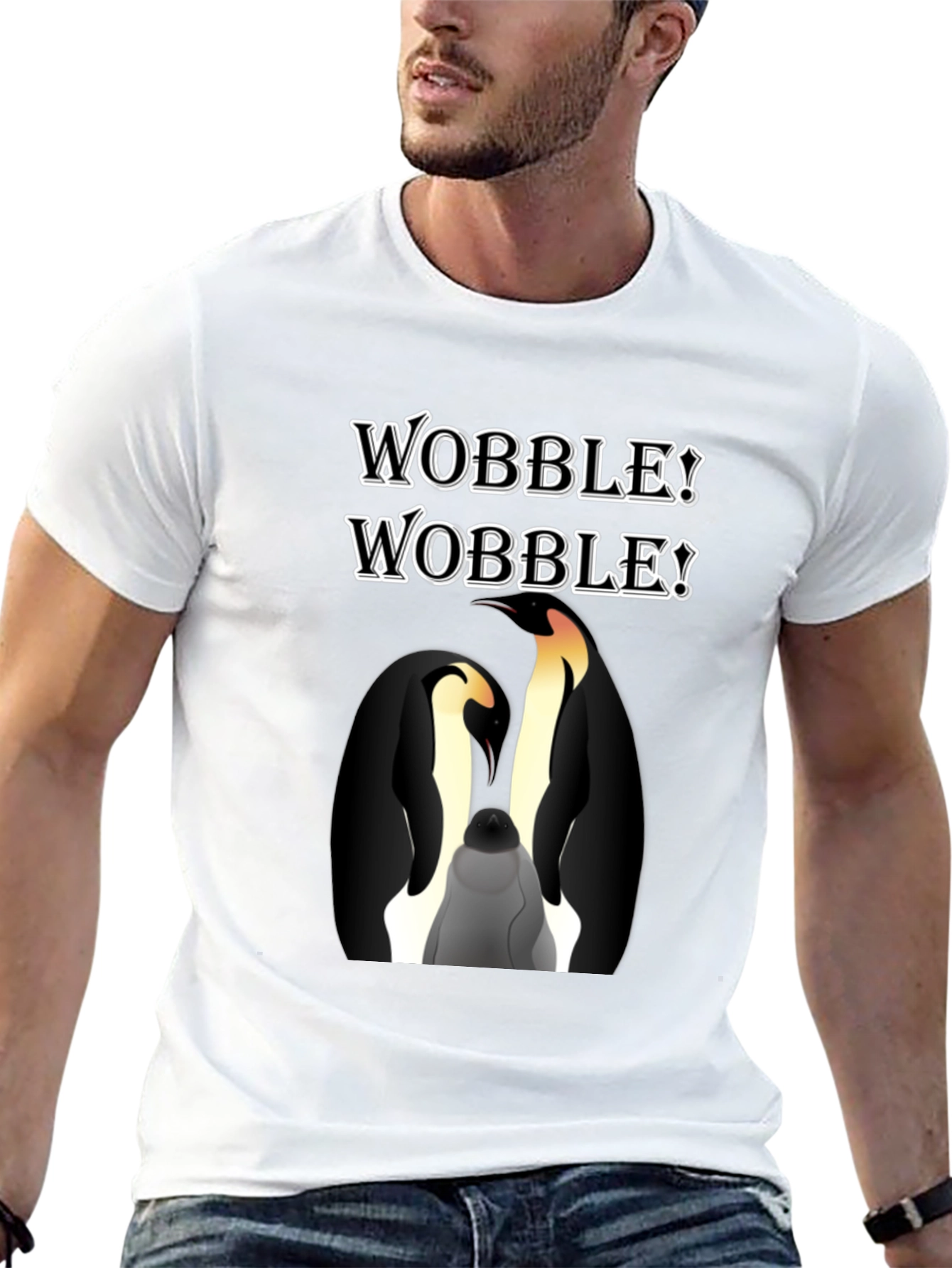 WOBBLE! Penguin Graphic Black T-Shirt