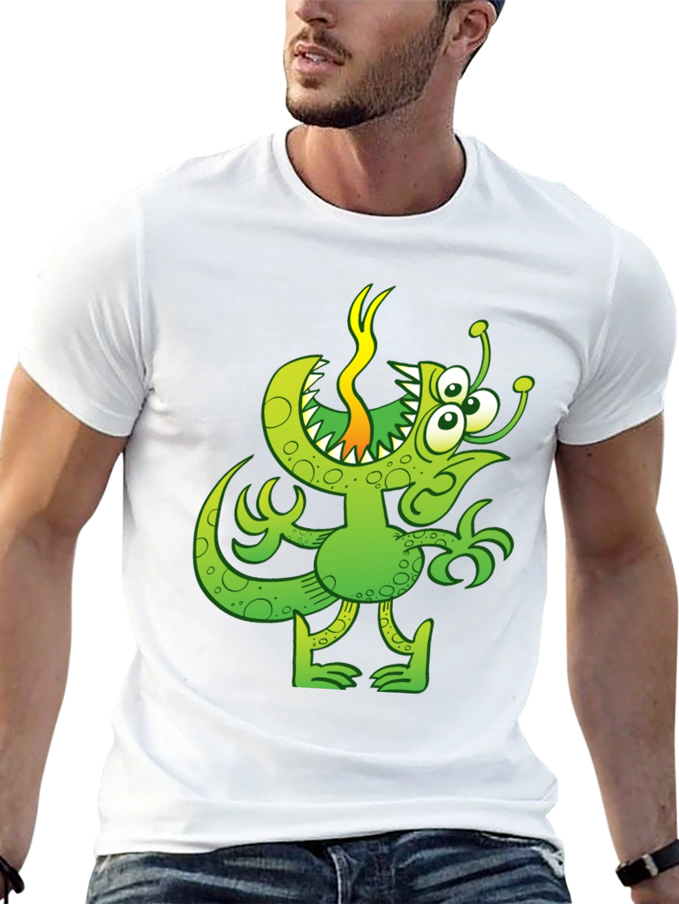 Funny Green Monster Graphic T-Shirt