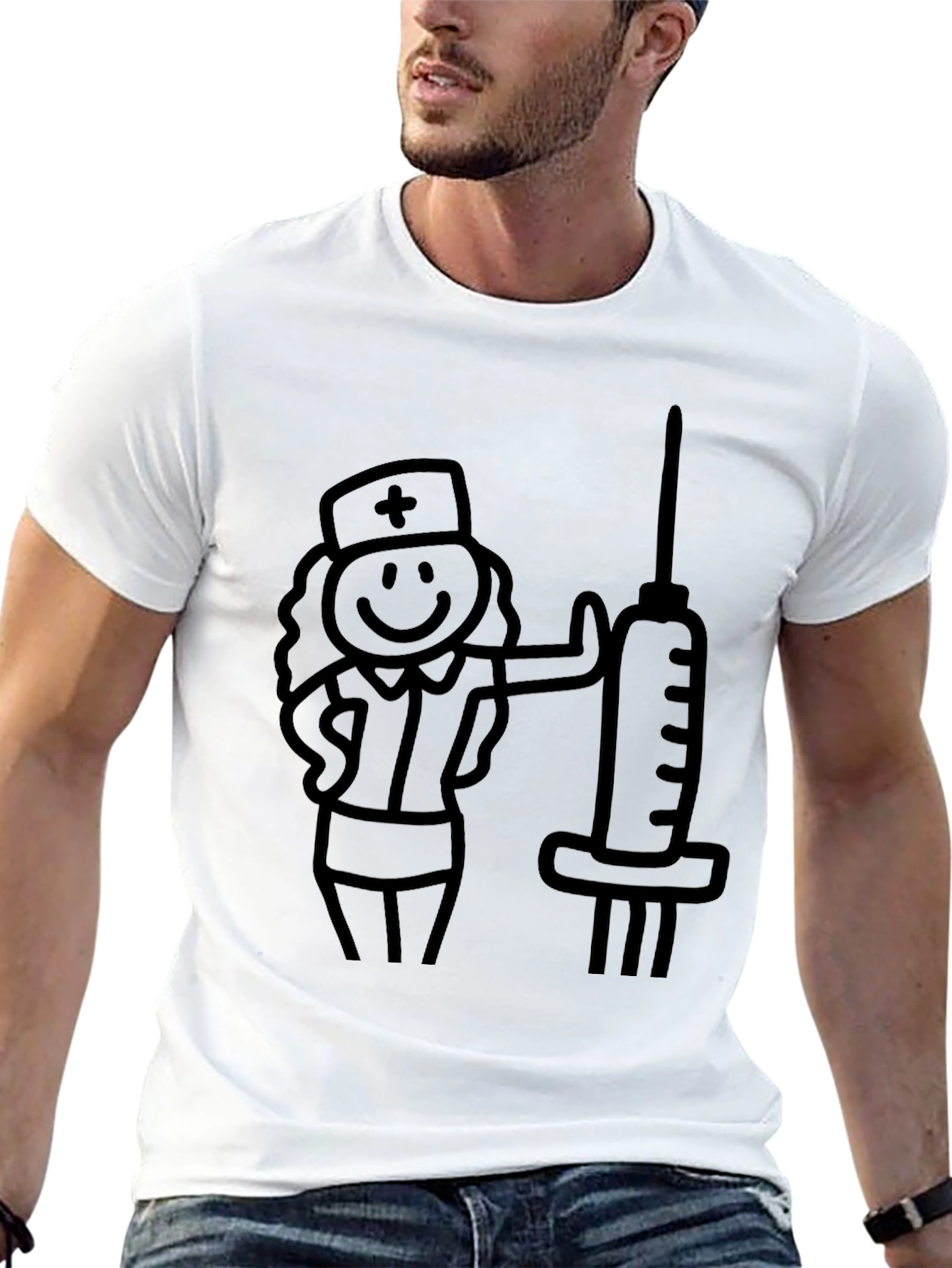 Novelty Nurse & Syringe Graphic Tee