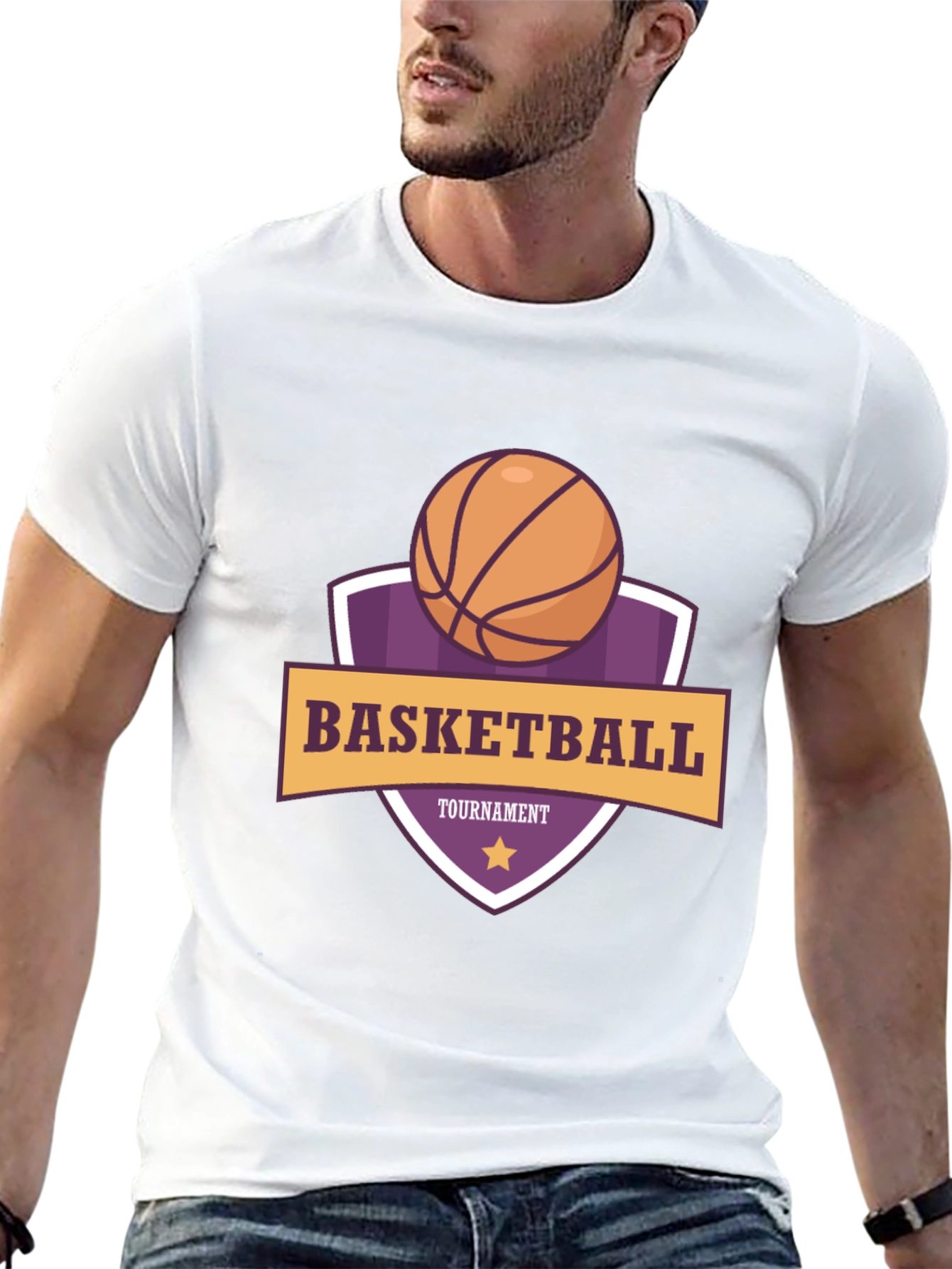 Basketball Tournament Graphic Tee - Black Cotton T-Shirt