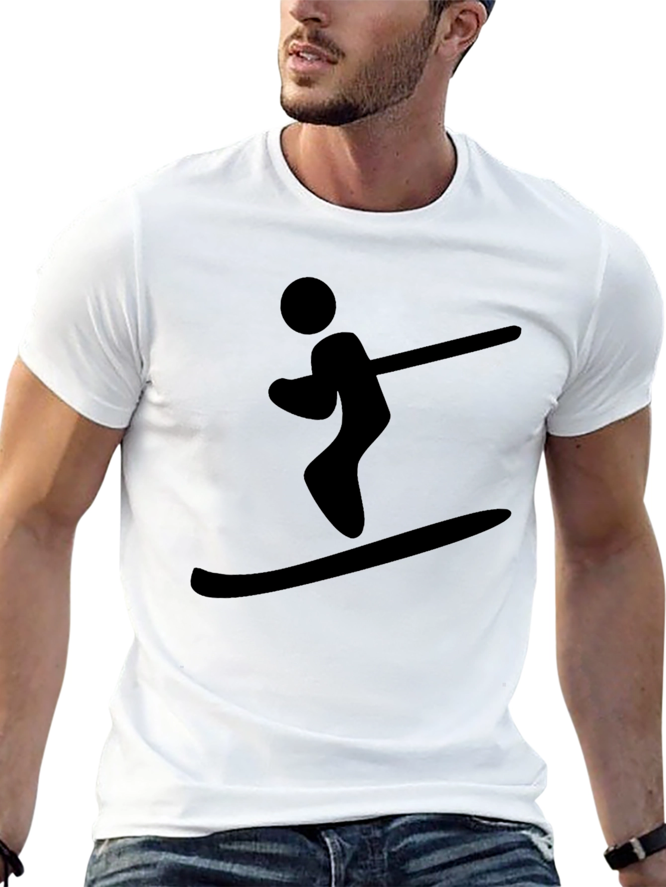 Black Skier Graphic Tee - Cool Sportswear
