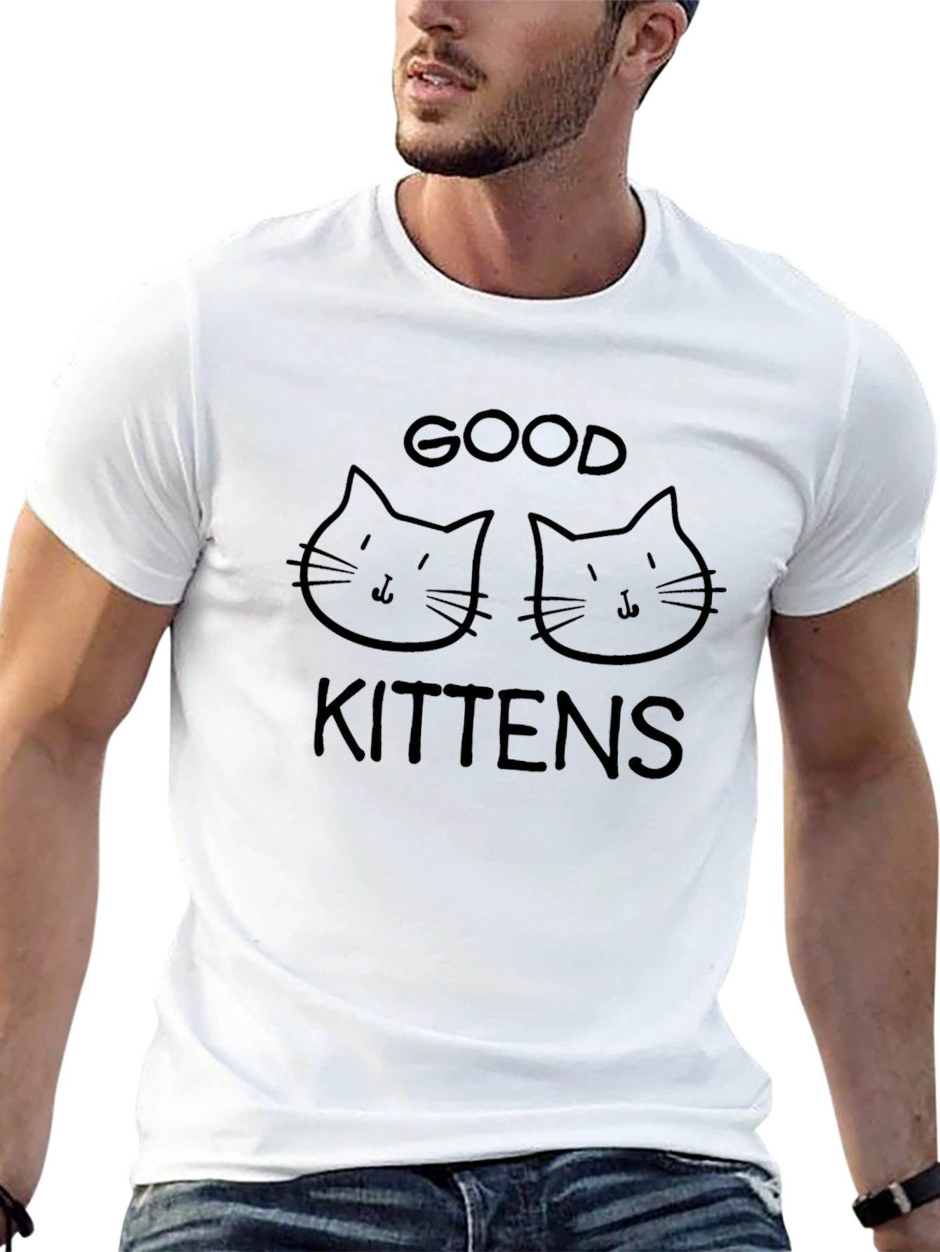 Good Kittens Graphic Tee - Black Cotton T-Shirt
