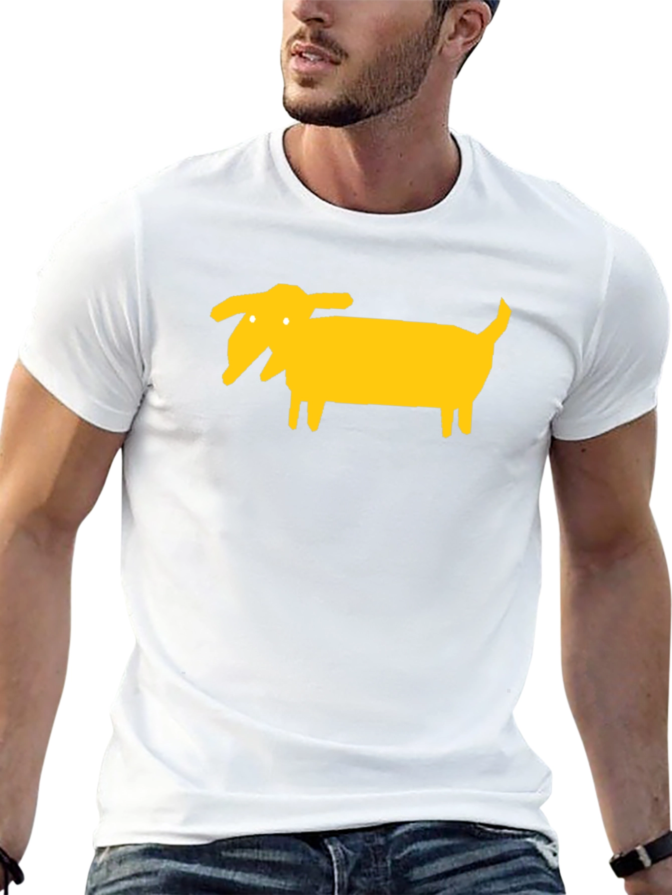 Funny Dog Graphic Tee - Black Cotton T-Shirt