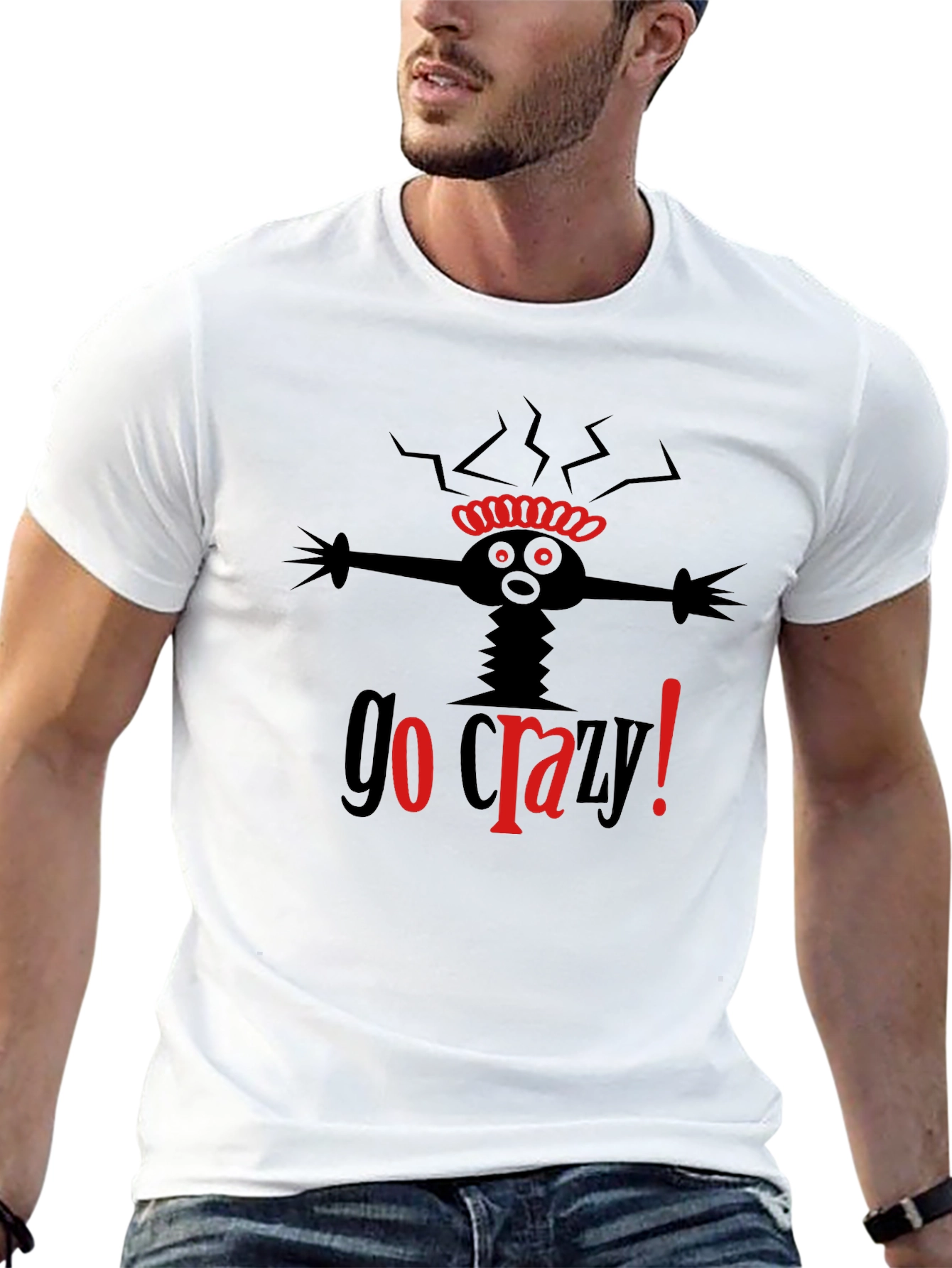 Go Crazy! Black Graphic T-Shirt