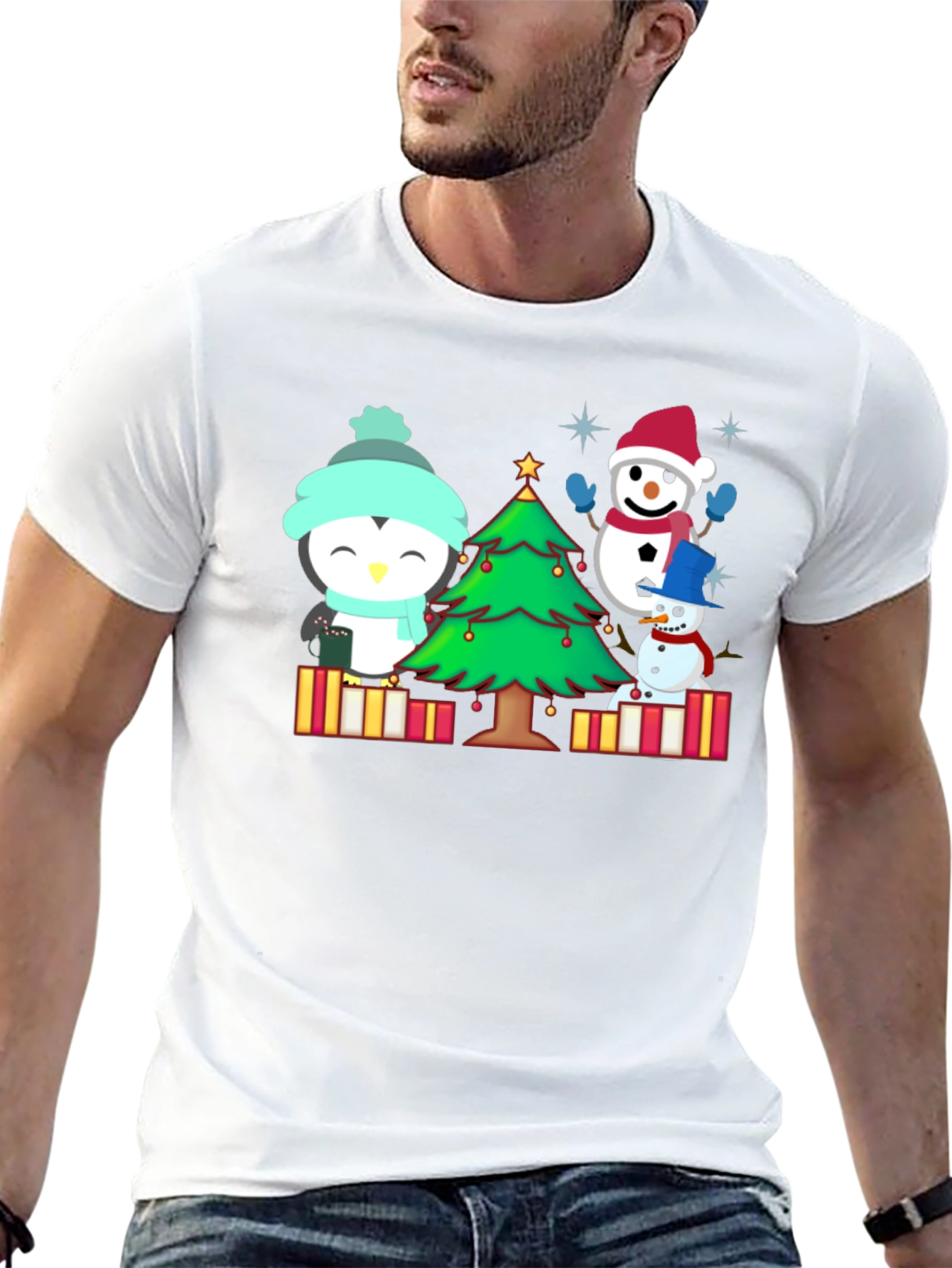 Festive Penguin & Snowman Christmas T-Shirt