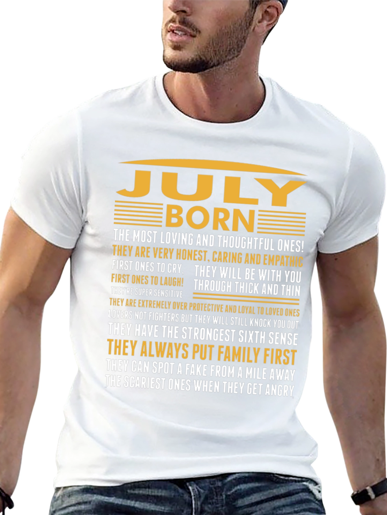 July Born Black T-Shirt - Loving & Thoughtful