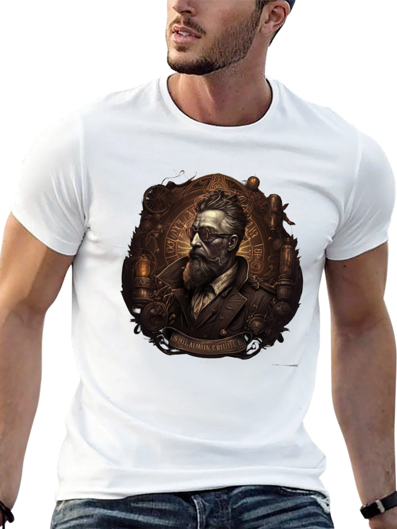 Steampunk Gentleman Graphic Tee - Unique Design