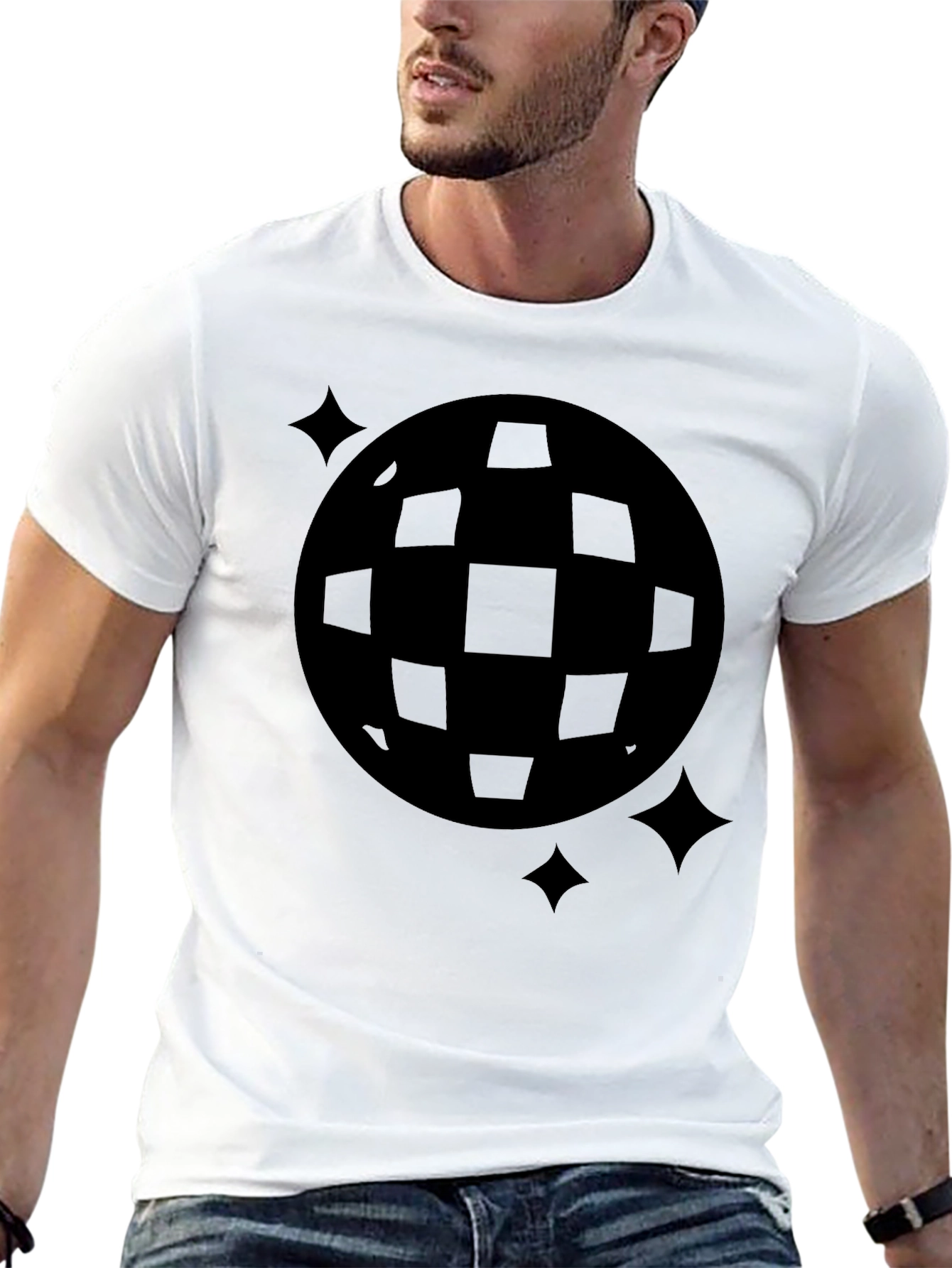 Retro Disco Ball Graphic Tee - Black