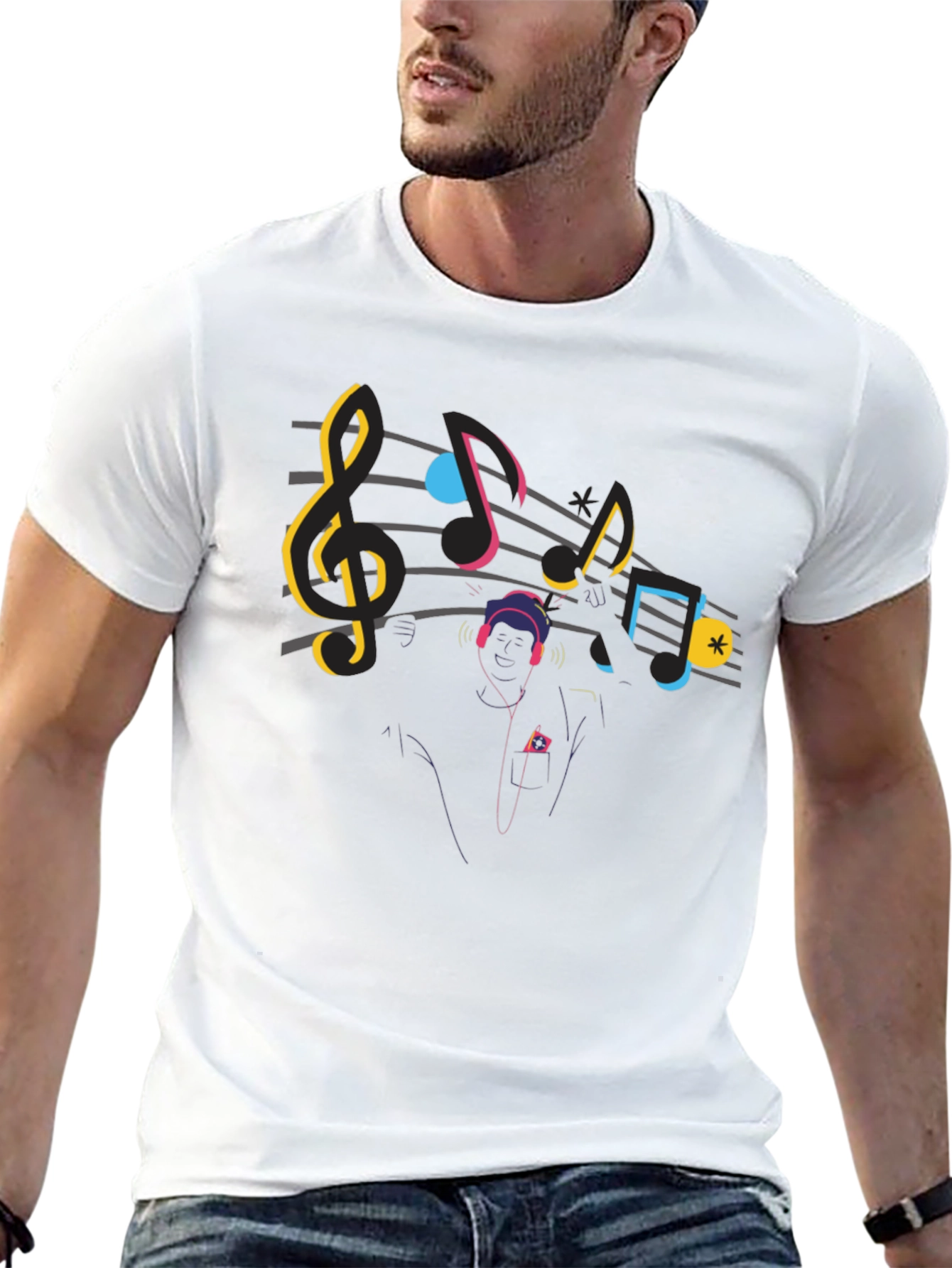 Music Lover Graphic Tee - Black Cotton T-Shirt