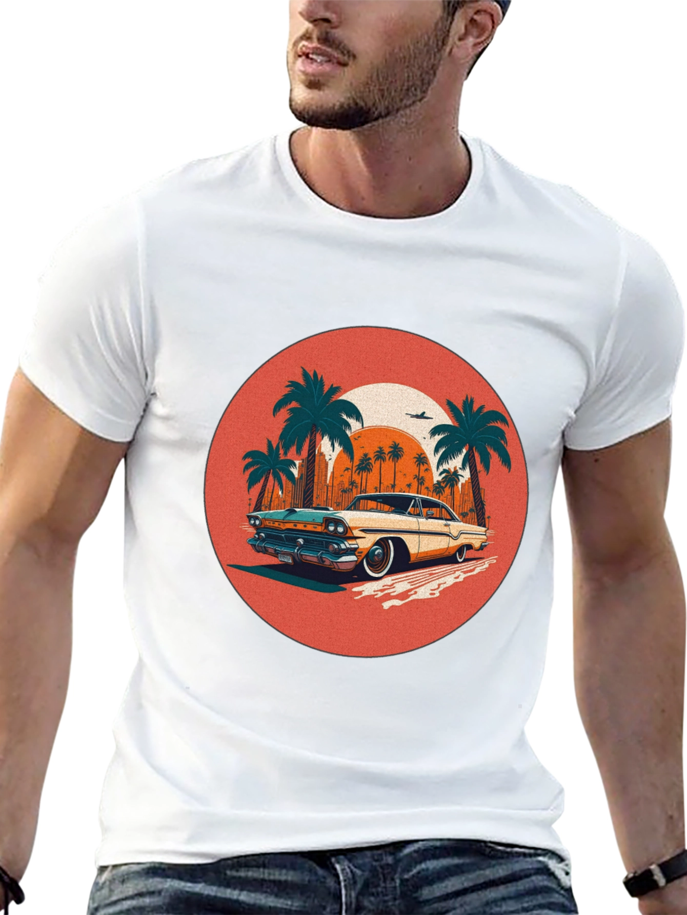 Retro Car & Palms Graphic Tee