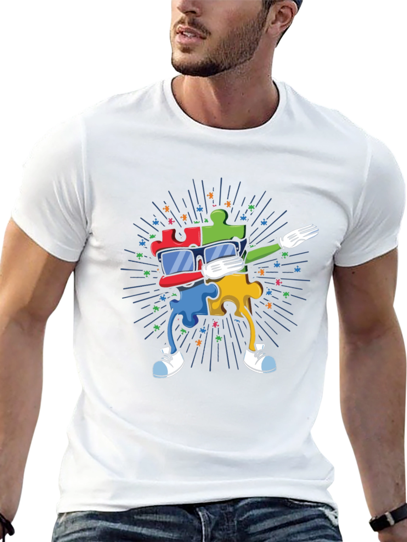 Autism Awareness Dabbing Puzzle Piece T-Shirt