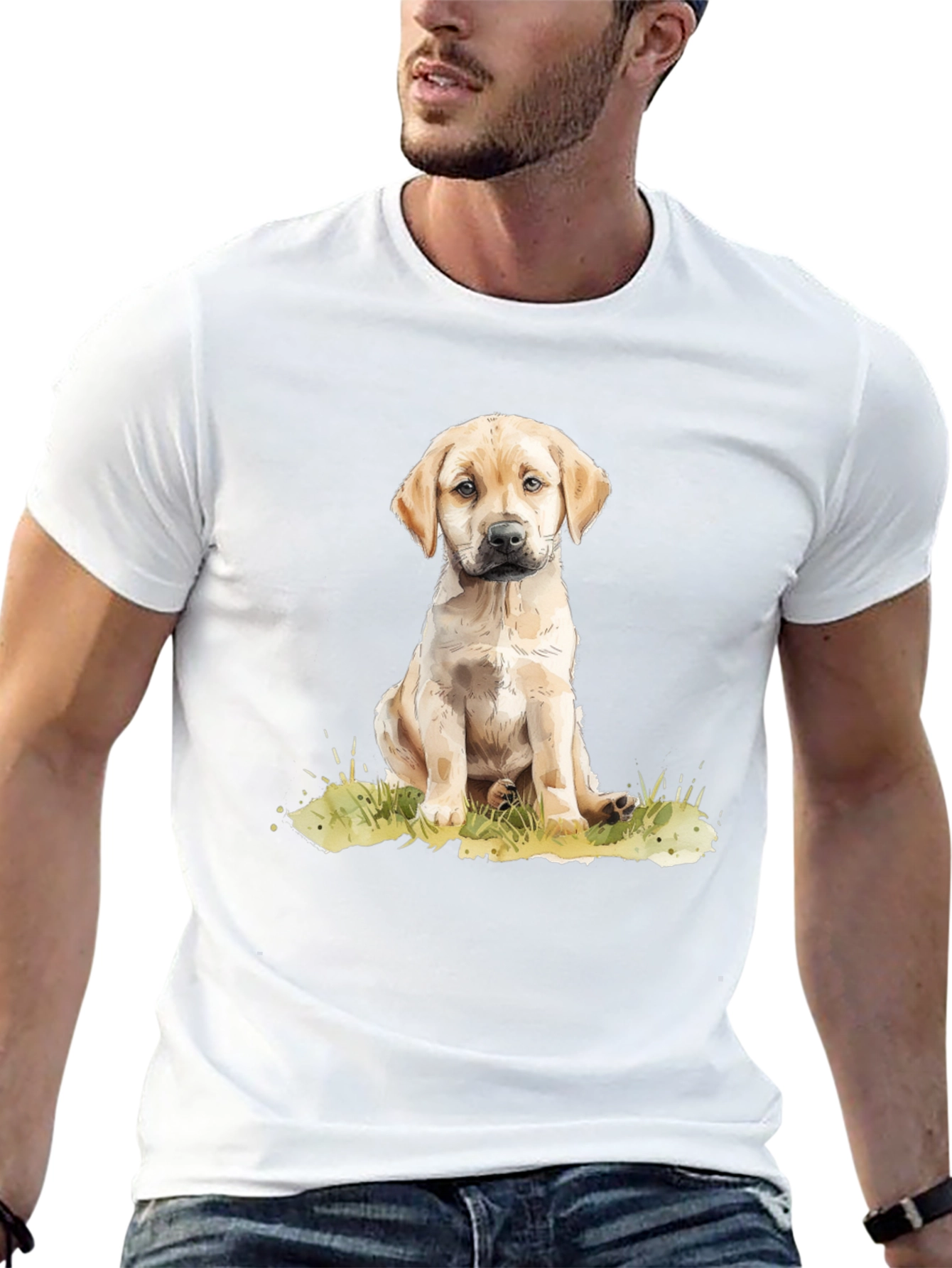Puppy Dog Graphic Tee - Black Cotton T-Shirt
