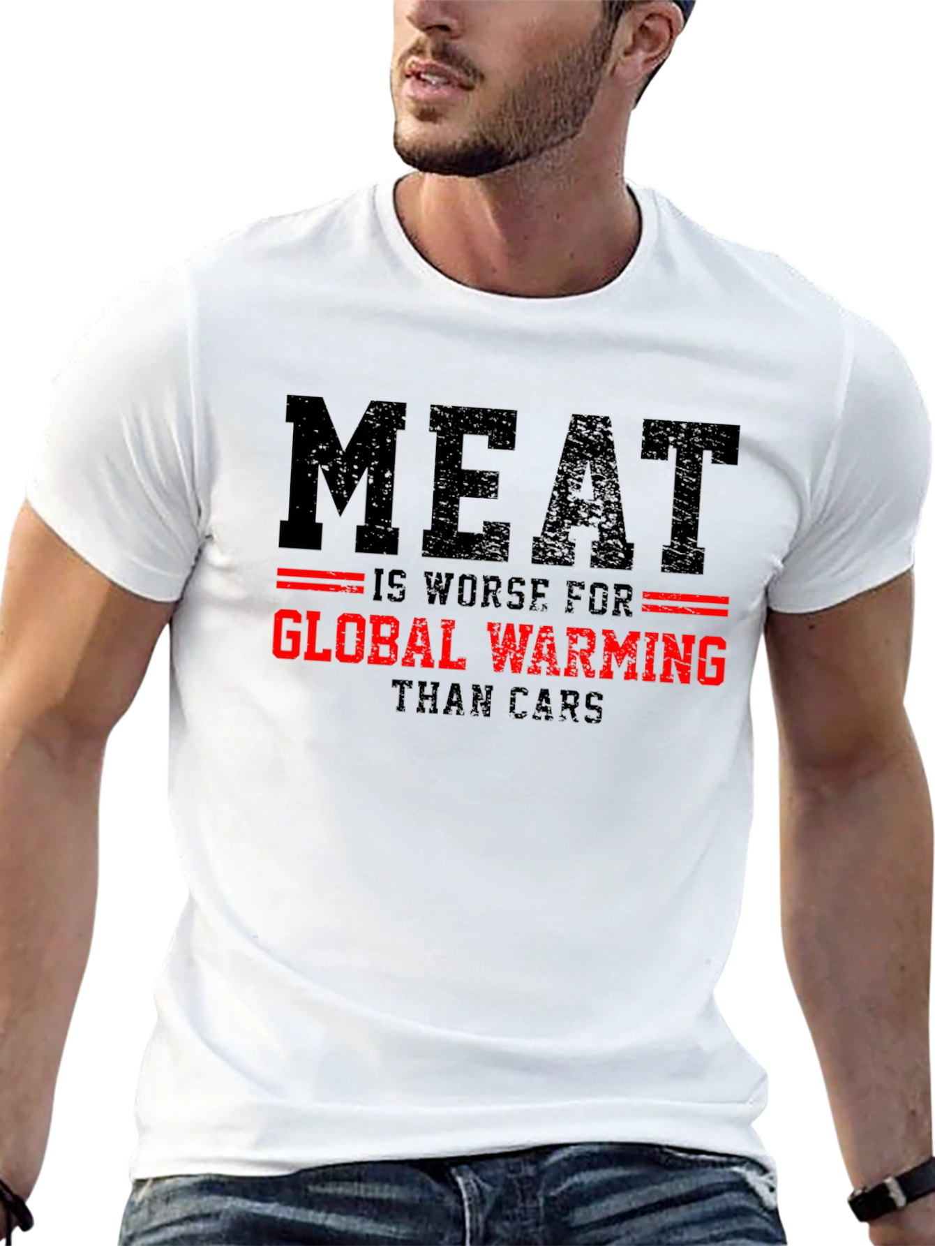 Meat vs Cars Global Warming Graphic T-Shirt