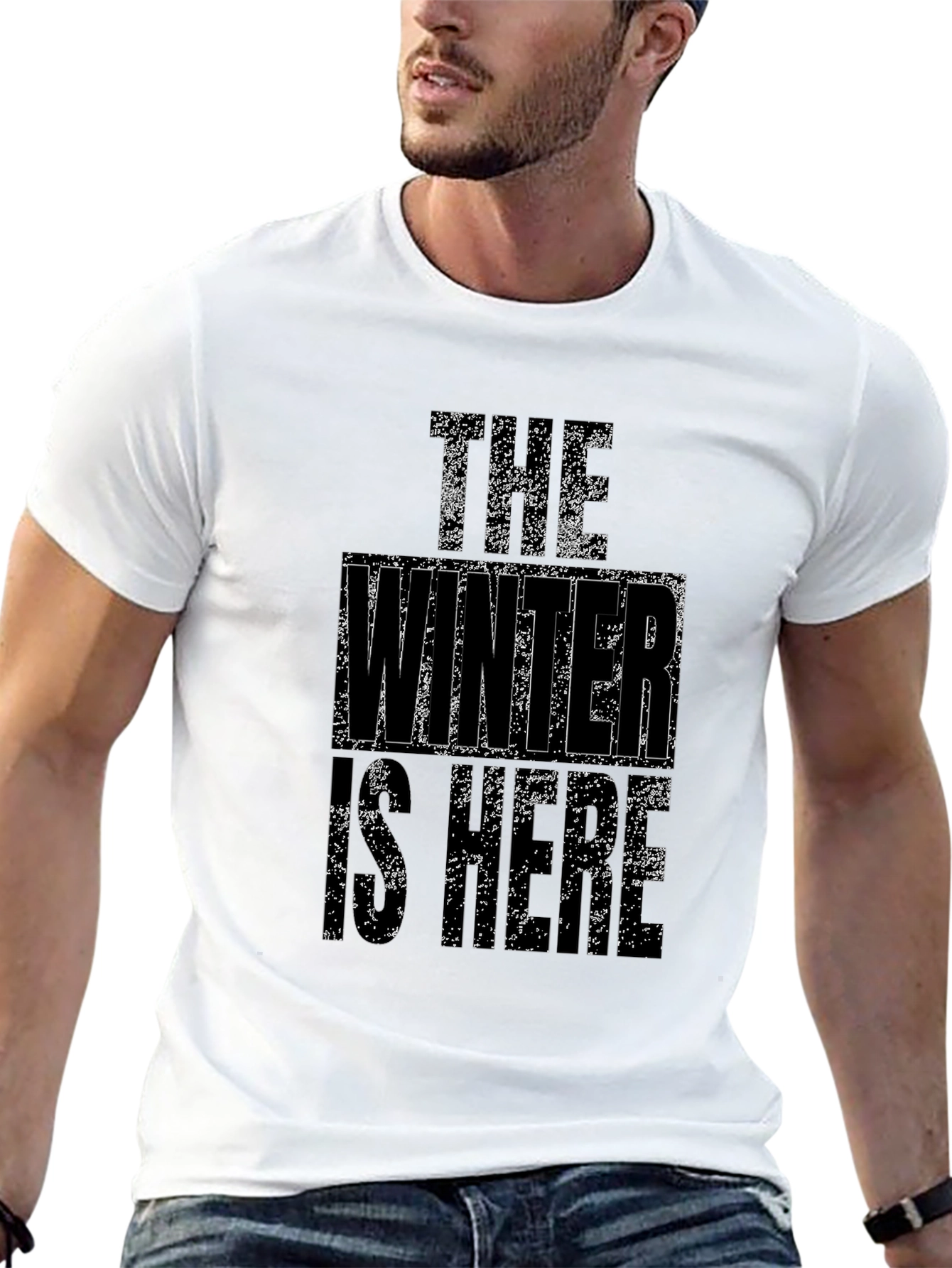 Winter Is Here Graphic Tee - Black Cotton T-Shirt