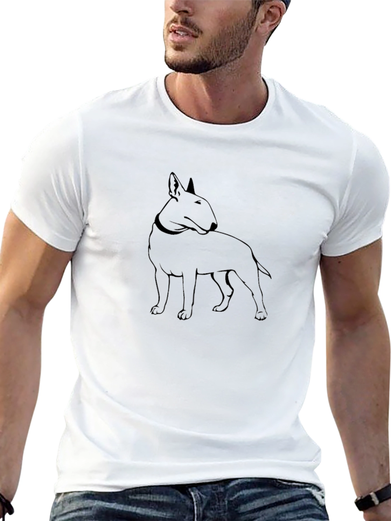 Bull Terrier Outline Graphic Tee - Black